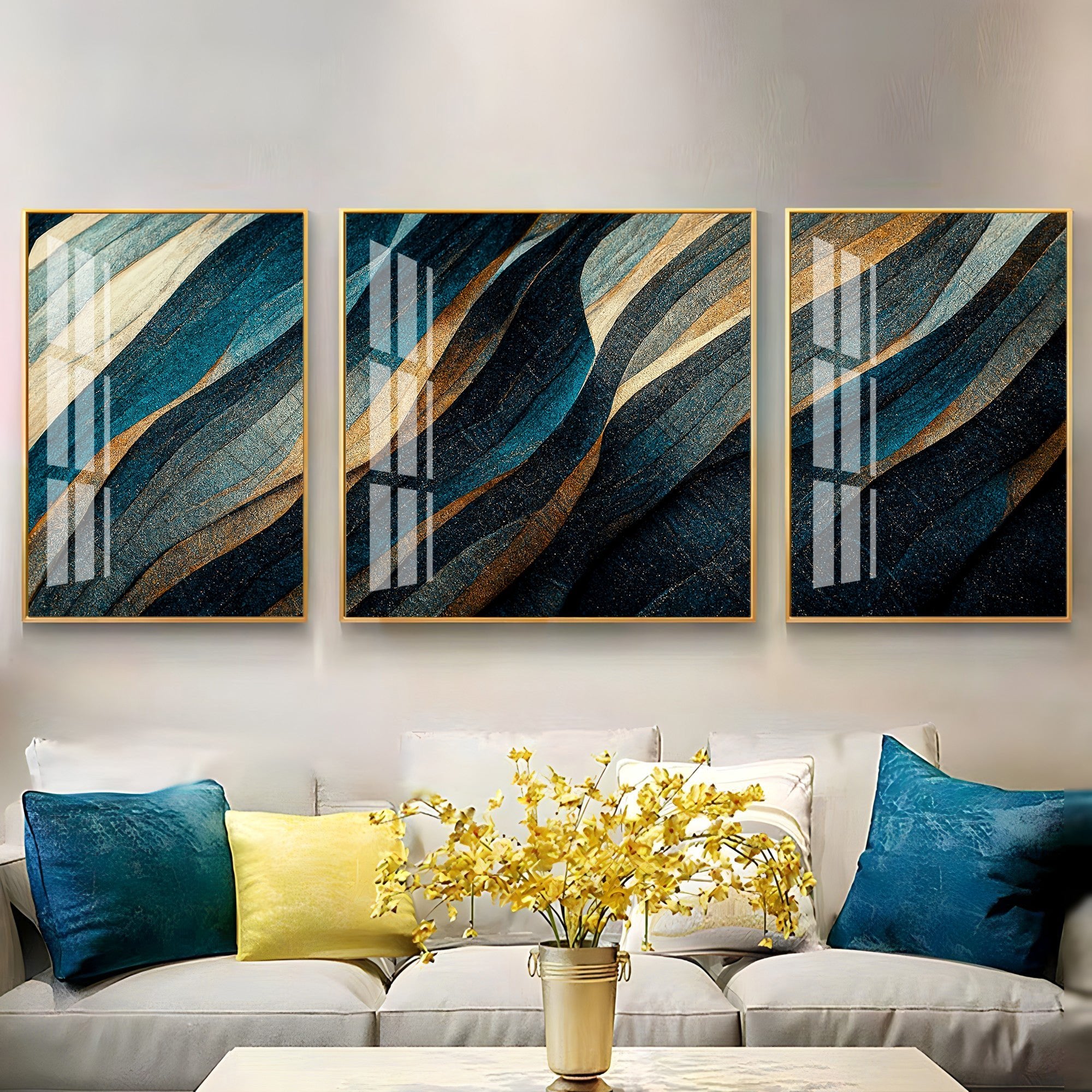 Seamless Waves Premium Acrylic Wall Art (Set of 3) - The Next Decor