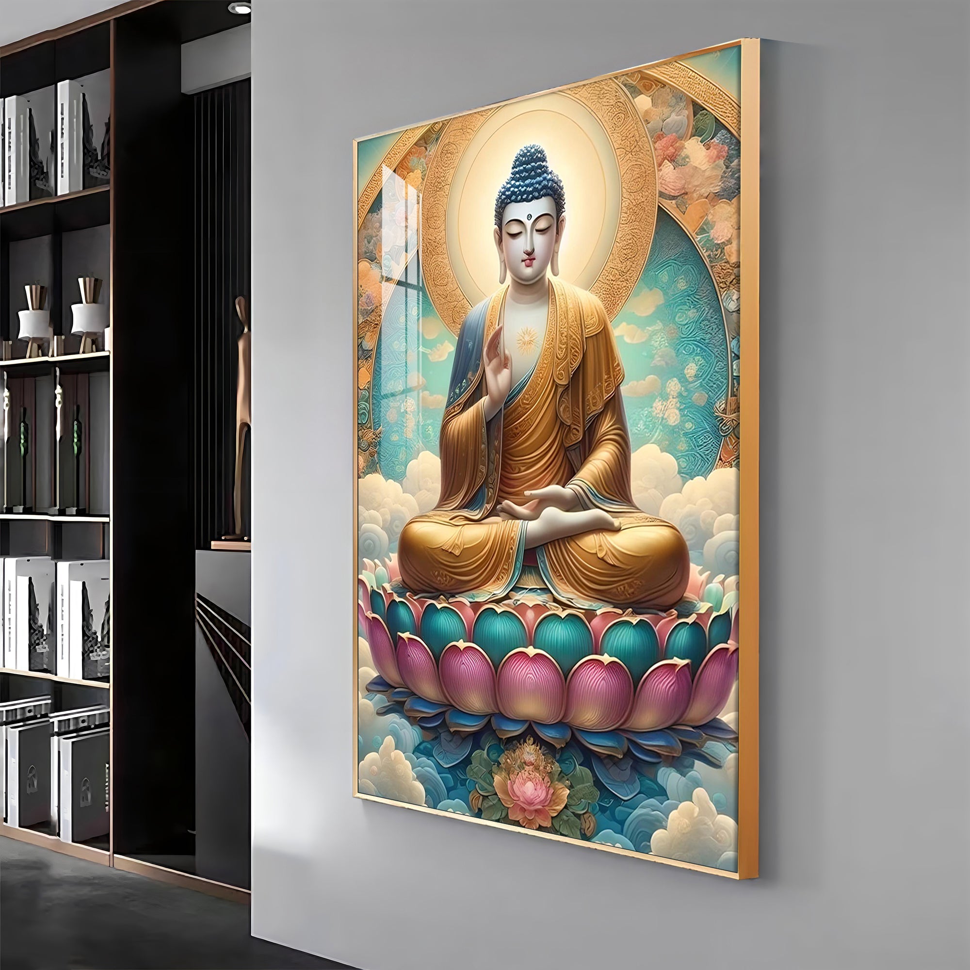 Serene Lotus Buddha Premium Vertical Acrylic Wall Art - The Next Decor