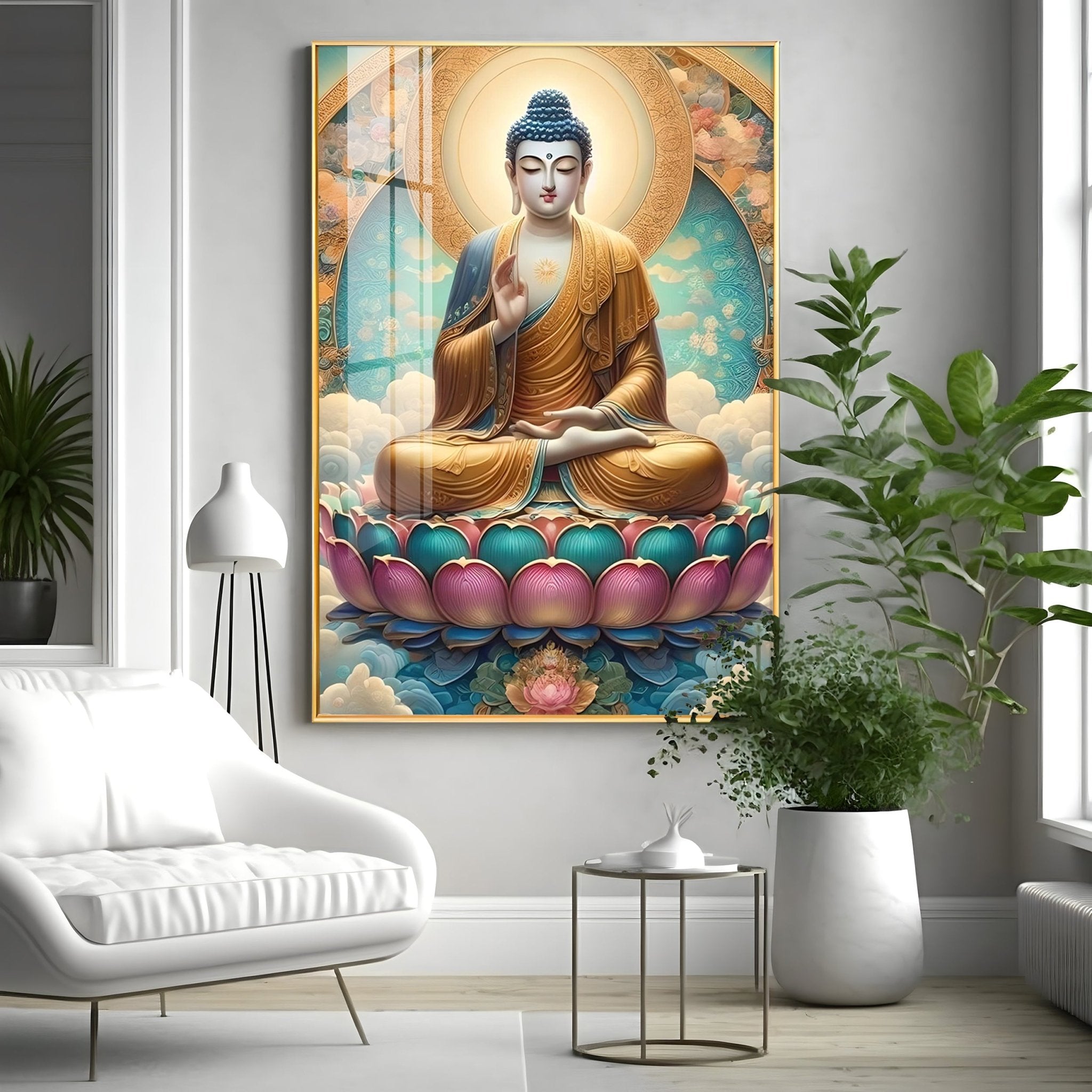 Serene Lotus Buddha Premium Vertical Acrylic Wall Art - The Next Decor