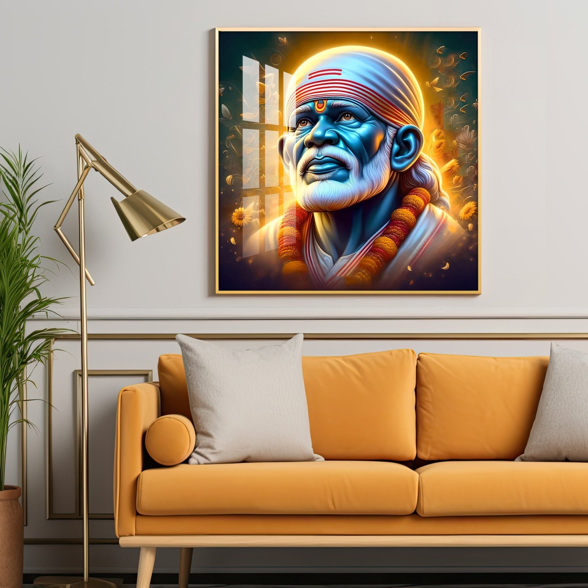 Shirdi Sai Baba Premium Acrylic Square Wall Art - The Next Decor