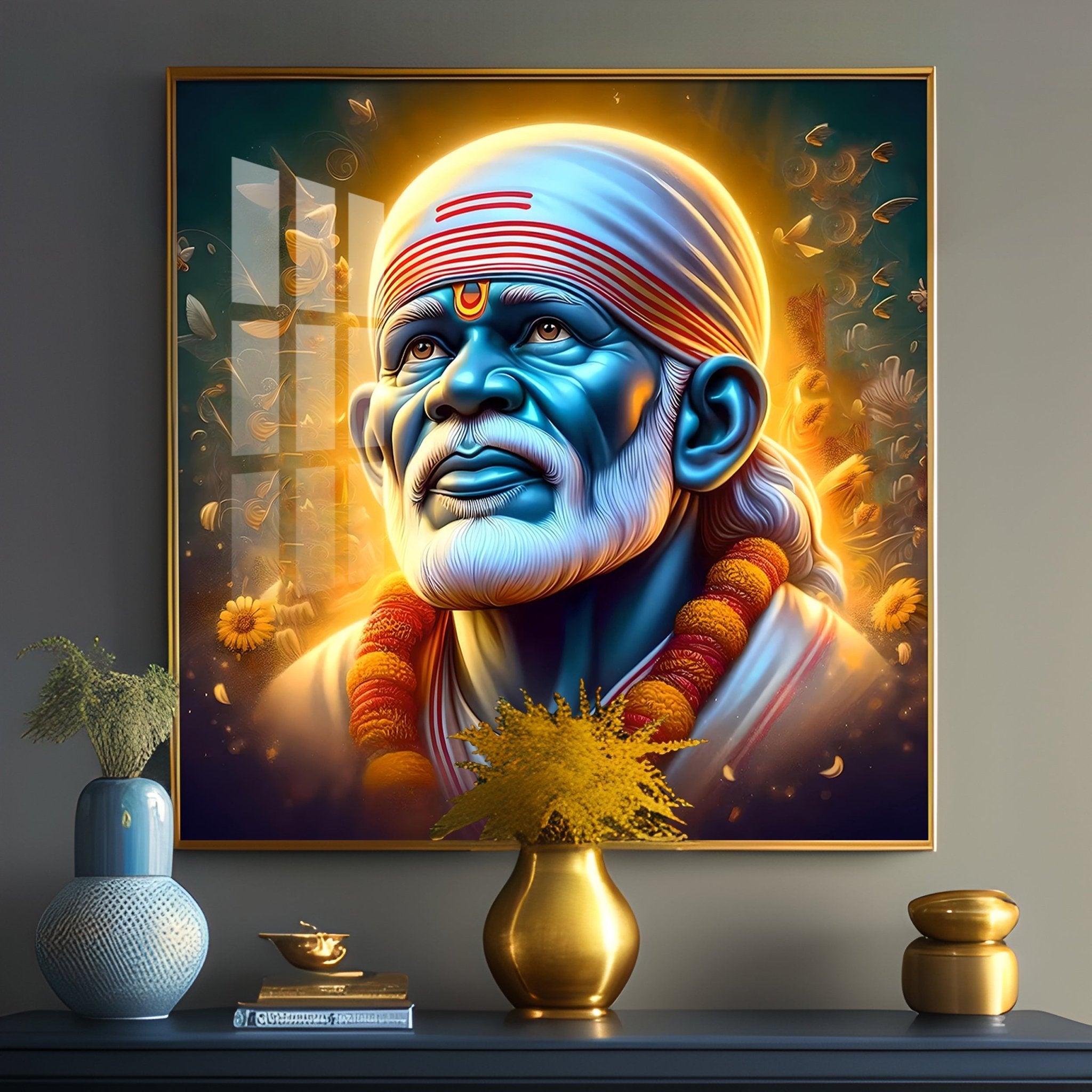 Shirdi Sai Baba Premium Acrylic Square Wall Art - The Next Decor
