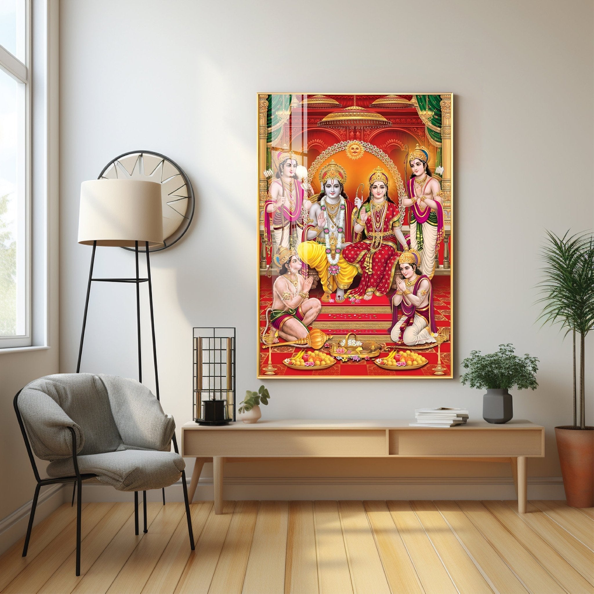 Shri Ram Darbar Premium Acrylic Vertical Wall Art - The Next Decor