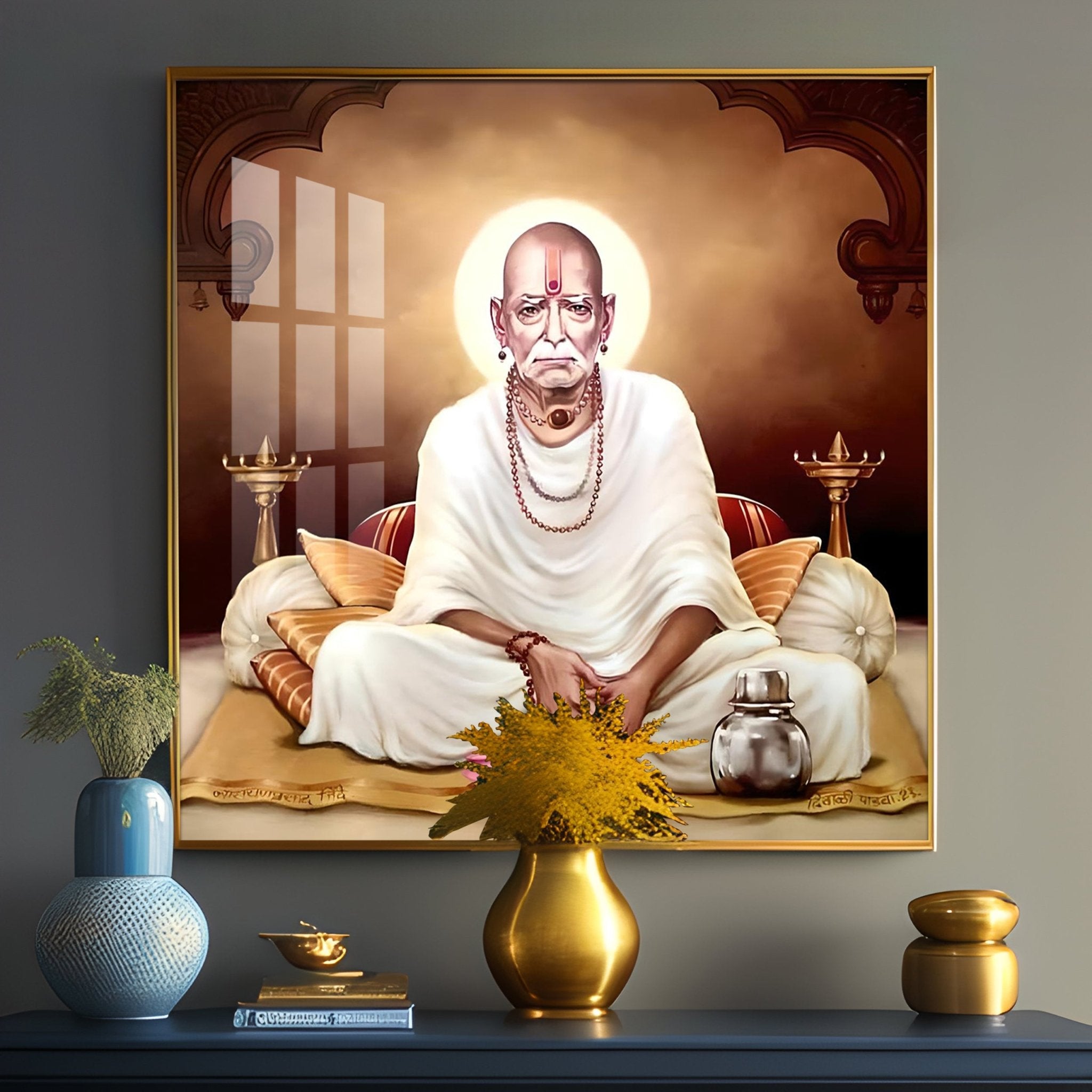 Shri Swami Samarth Maharaj Premium Acrylic Square Wall Art - The Next Decor