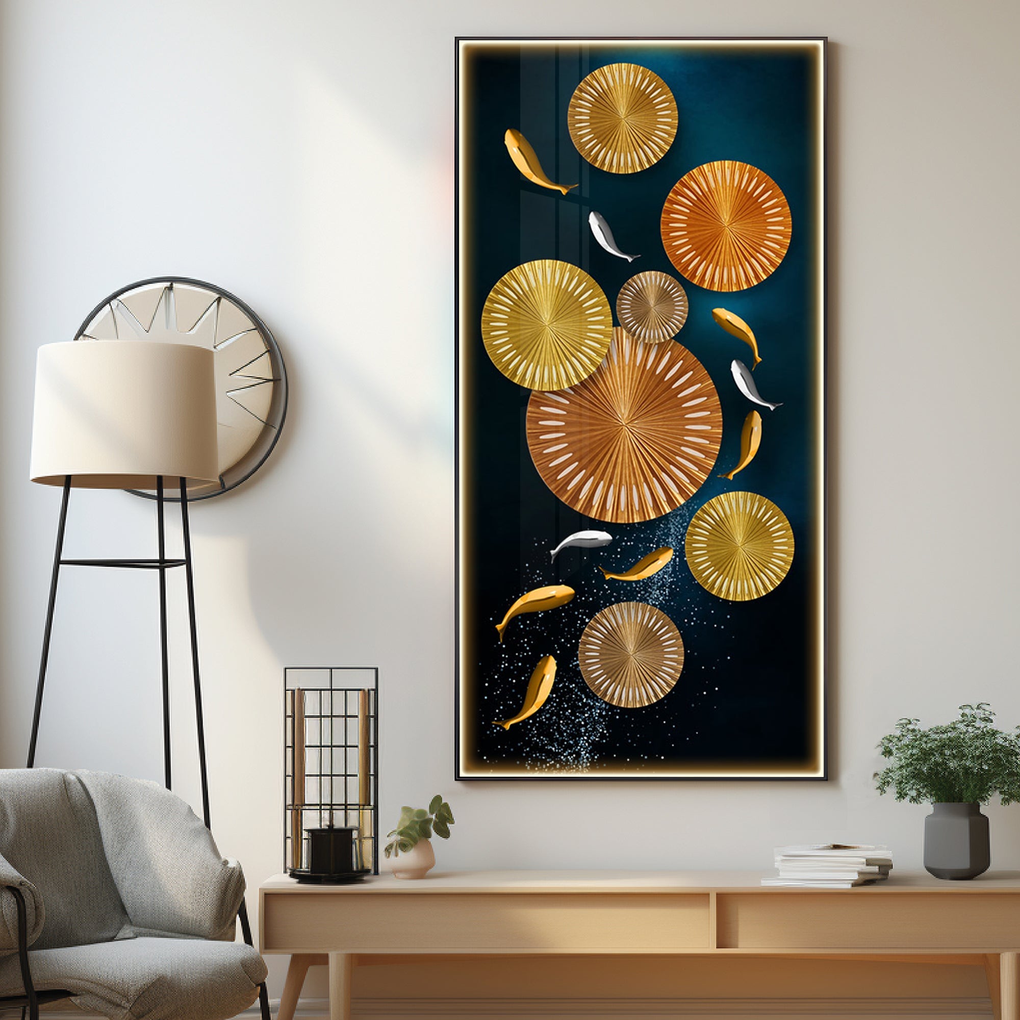 Silver & Golden Koi Fishes Luxury Crystal Wall Art - The Next Decor