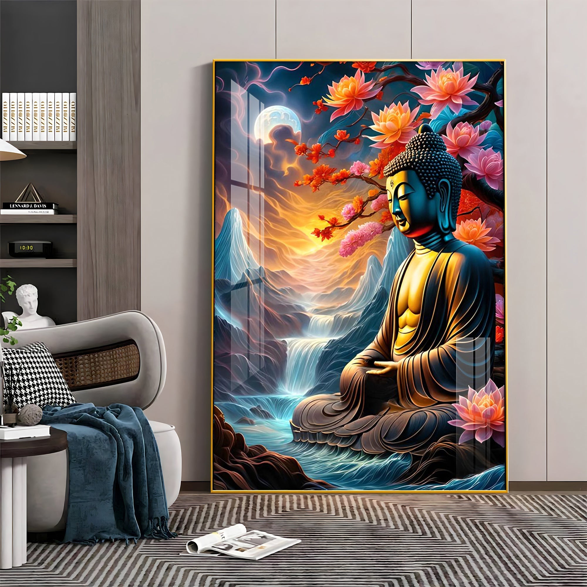 Sitting Buddha Under The Tree Premium Acrylic Vertical Wall Art - The Next Decor