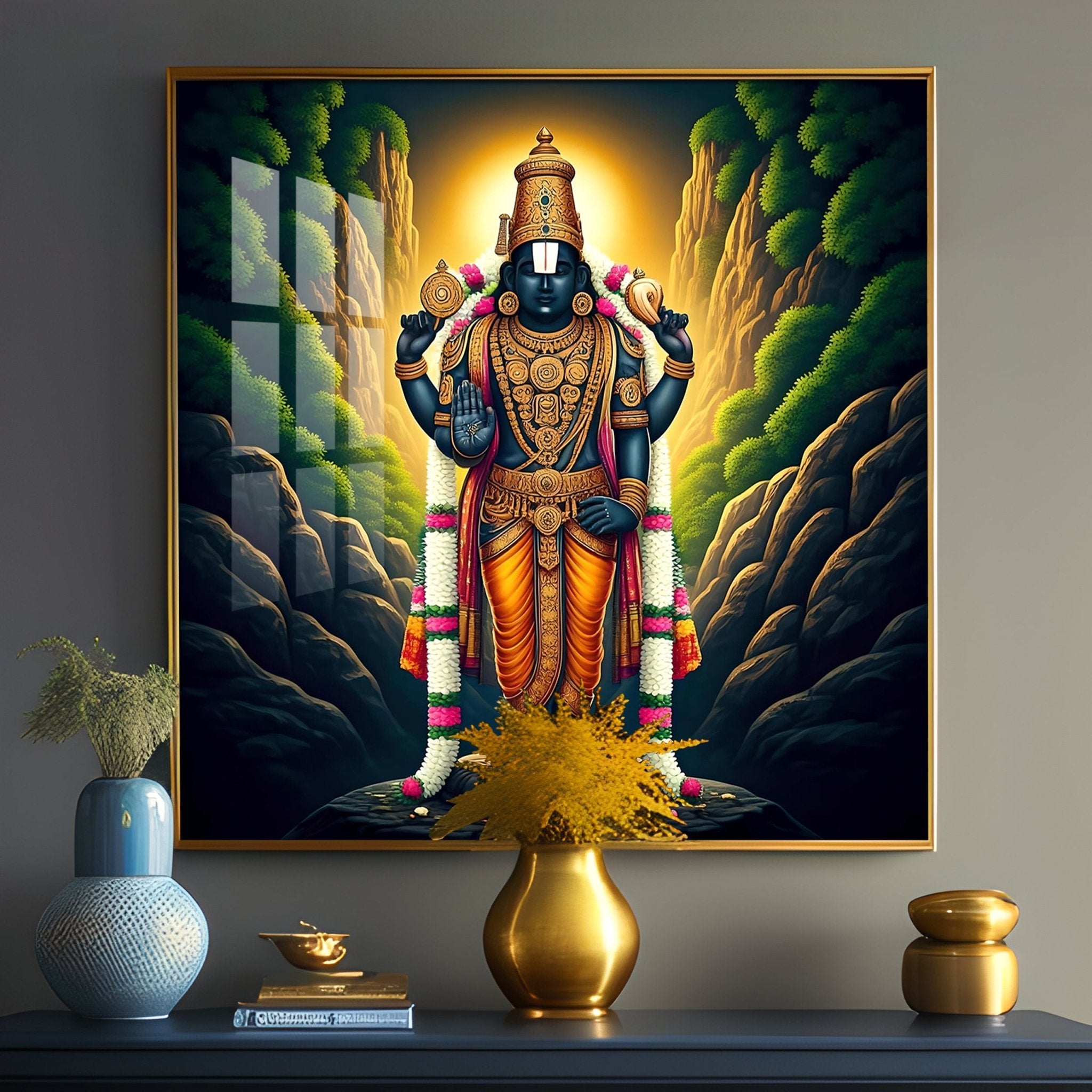 Spiritual Venkateswara Swami Premium Acrylic Square Wall Art - The Next Decor