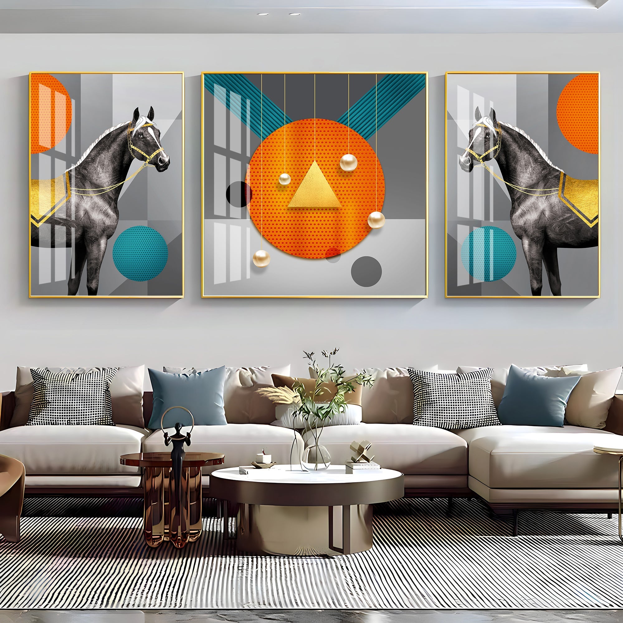 Splendid Stallion Premium Acrylic Wall Art (Set of 3) - The Next Decor