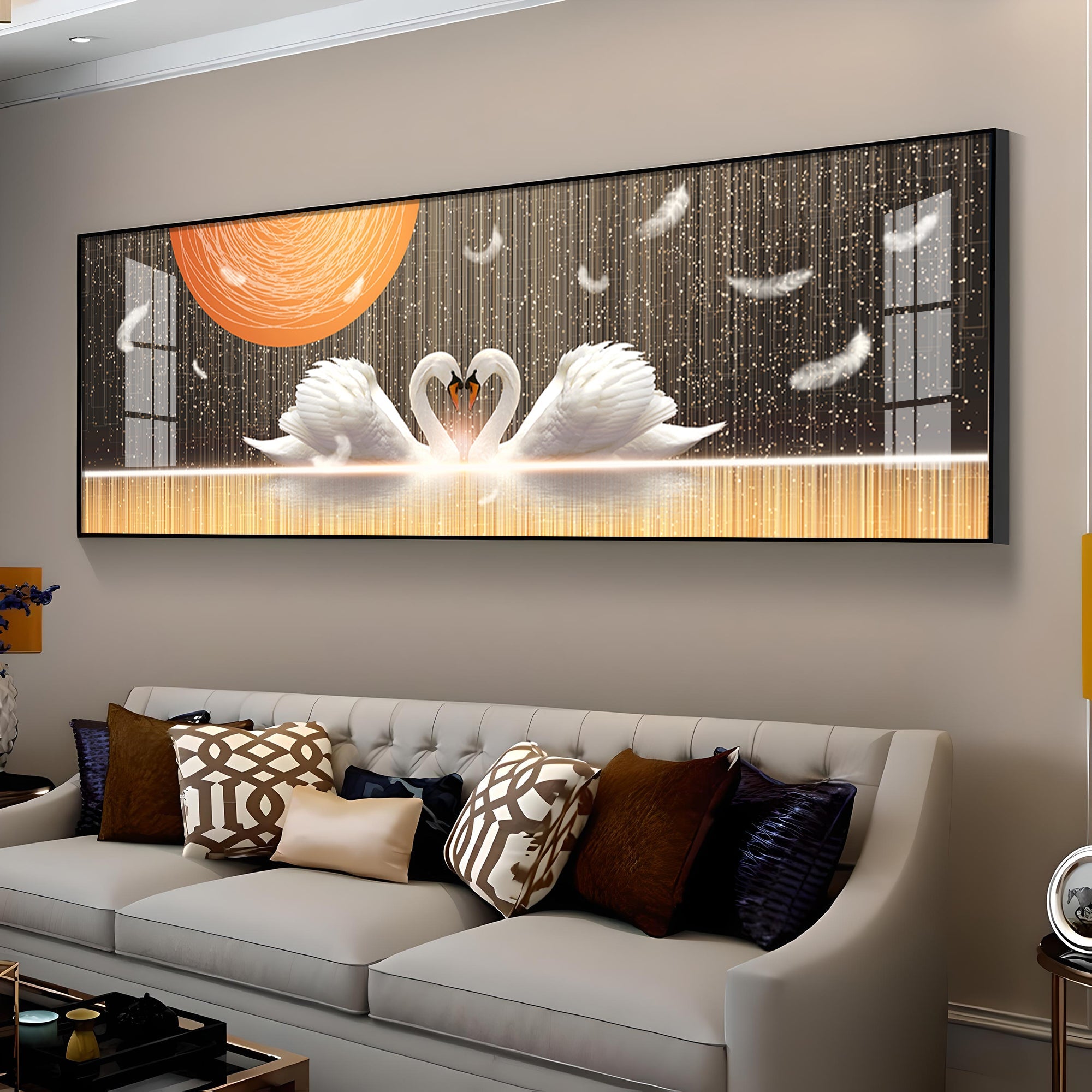 Swans In Sunlight Premium Acrylic Horizontal Wall Art - The Next Decor