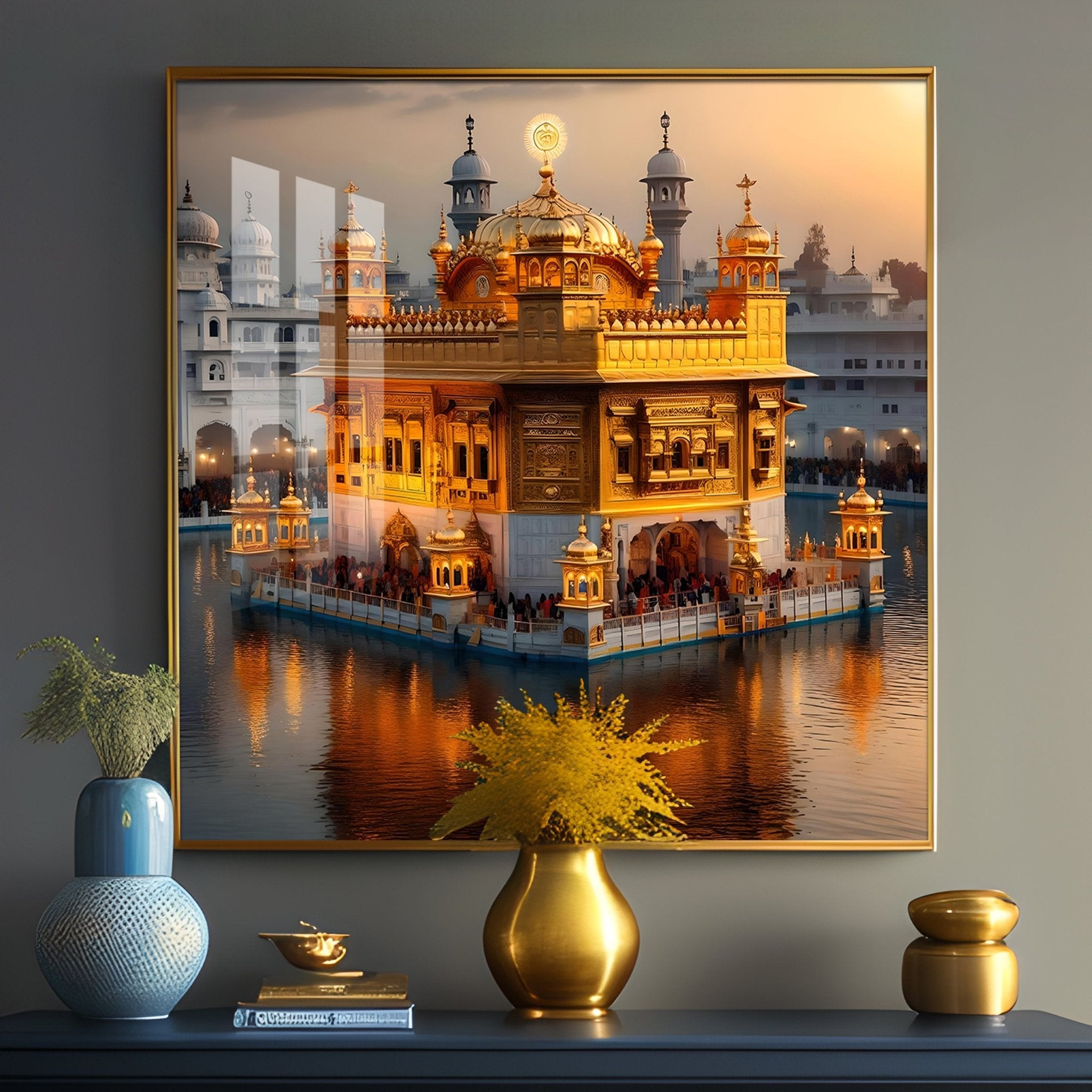 The Golden Temple of Amritsar Premium Acrylic Square Wall Art - The Next Decor