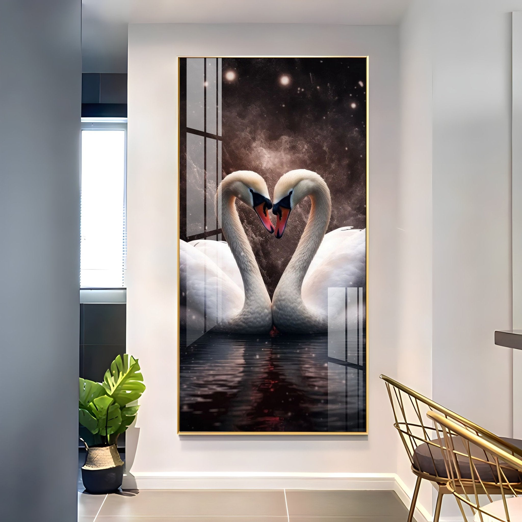 The Swans Majestic Duet Premium Acrylic Wall Art - The Next Decor