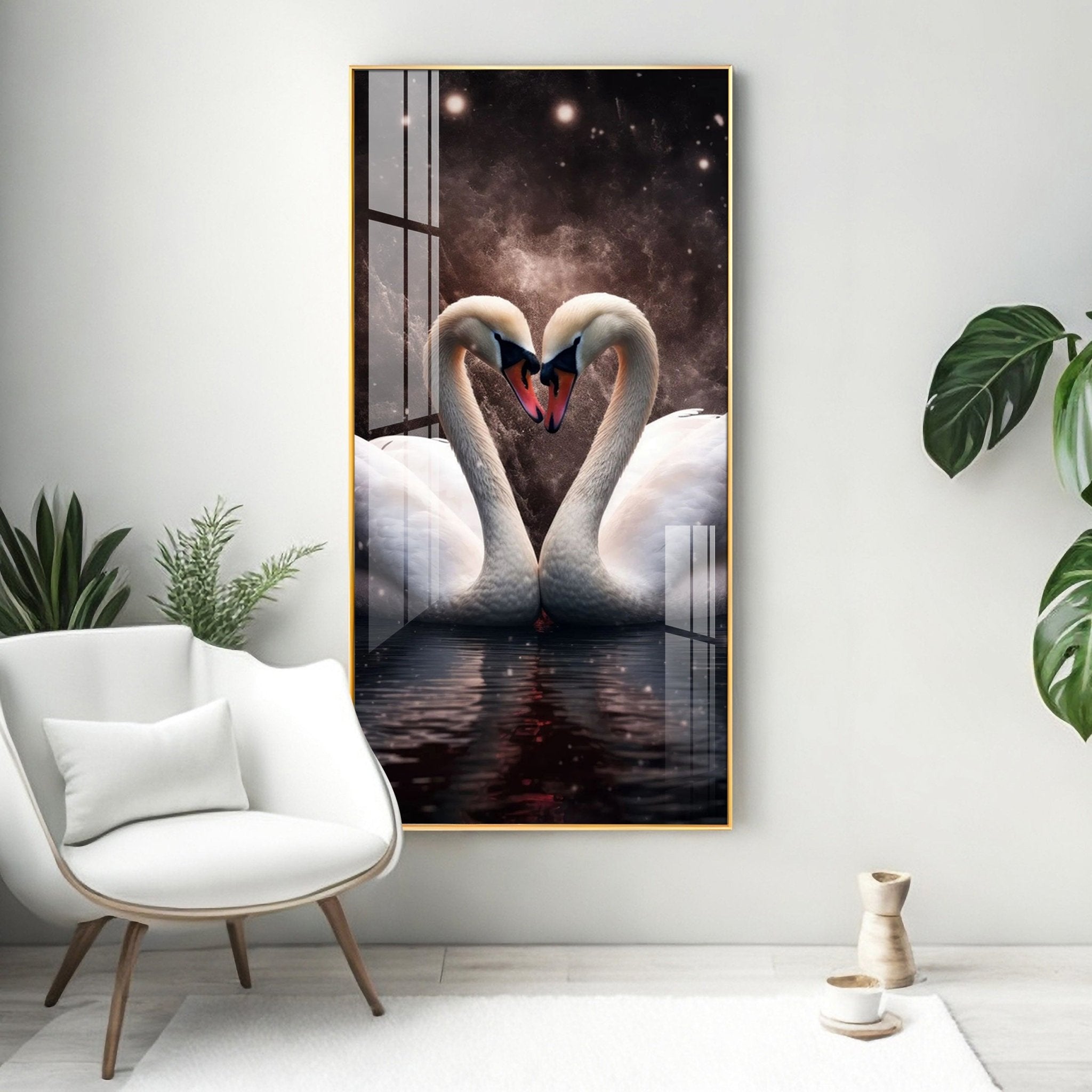 The Swans Majestic Duet Premium Acrylic Wall Art - The Next Decor