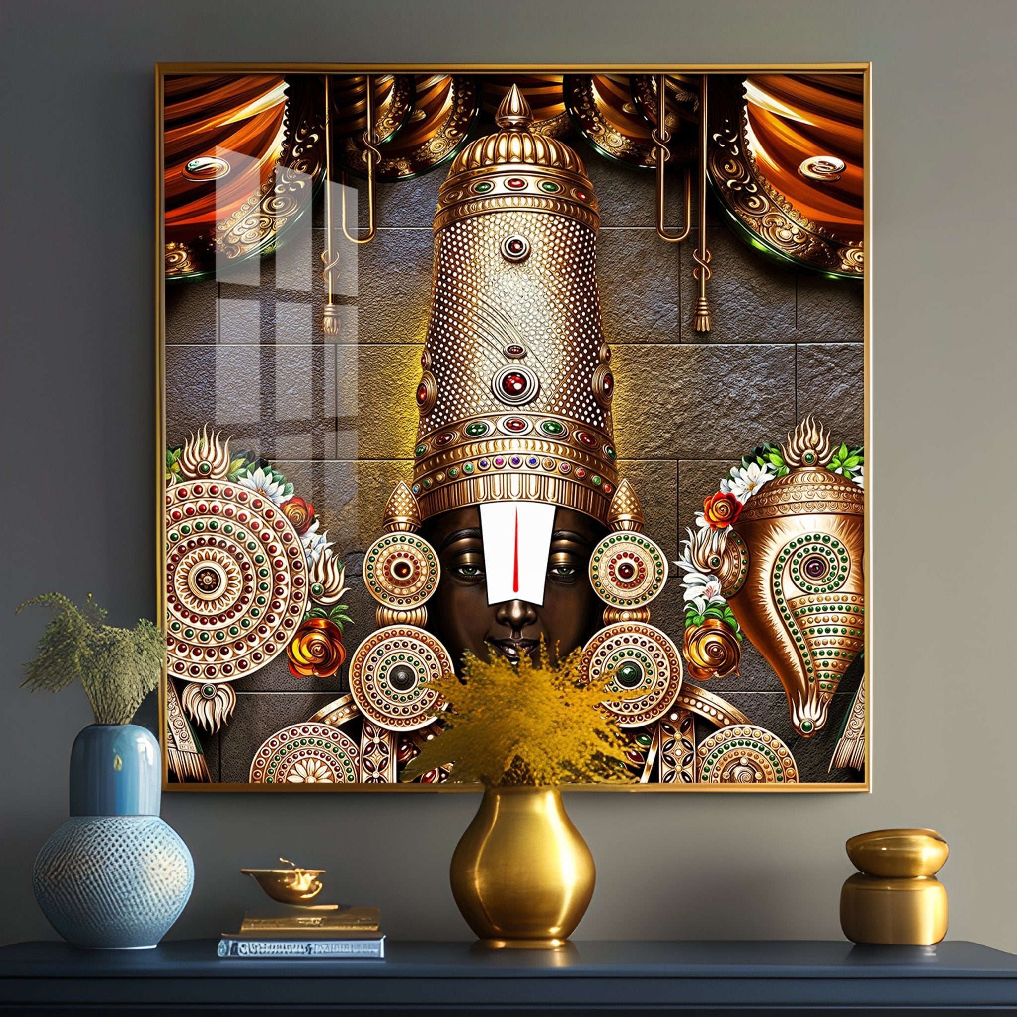 Tirupati Balaji Premium Acrylic Square Wall Art - The Next Decor
