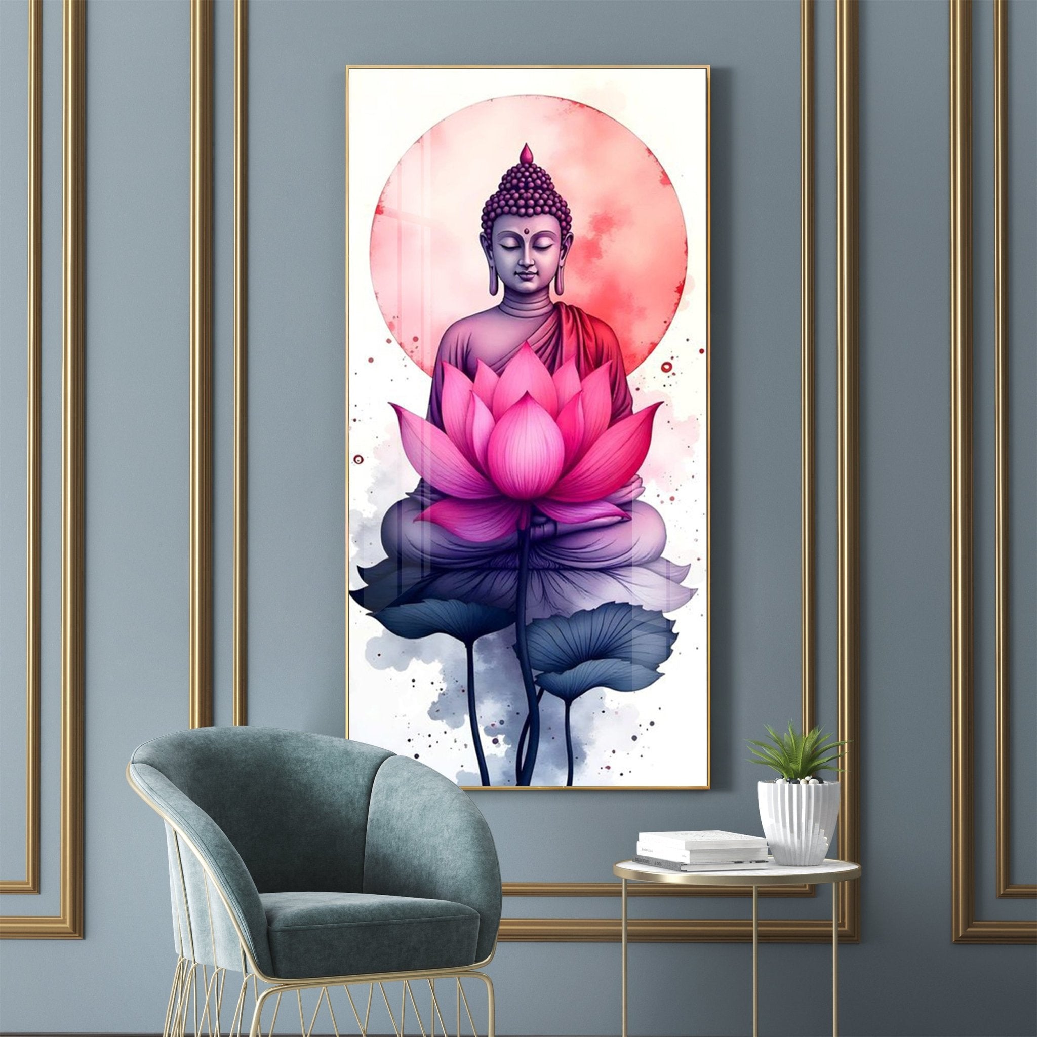 Tranquil Buddha With Lotus Premium Acrylic Wall Art - The Next Decor