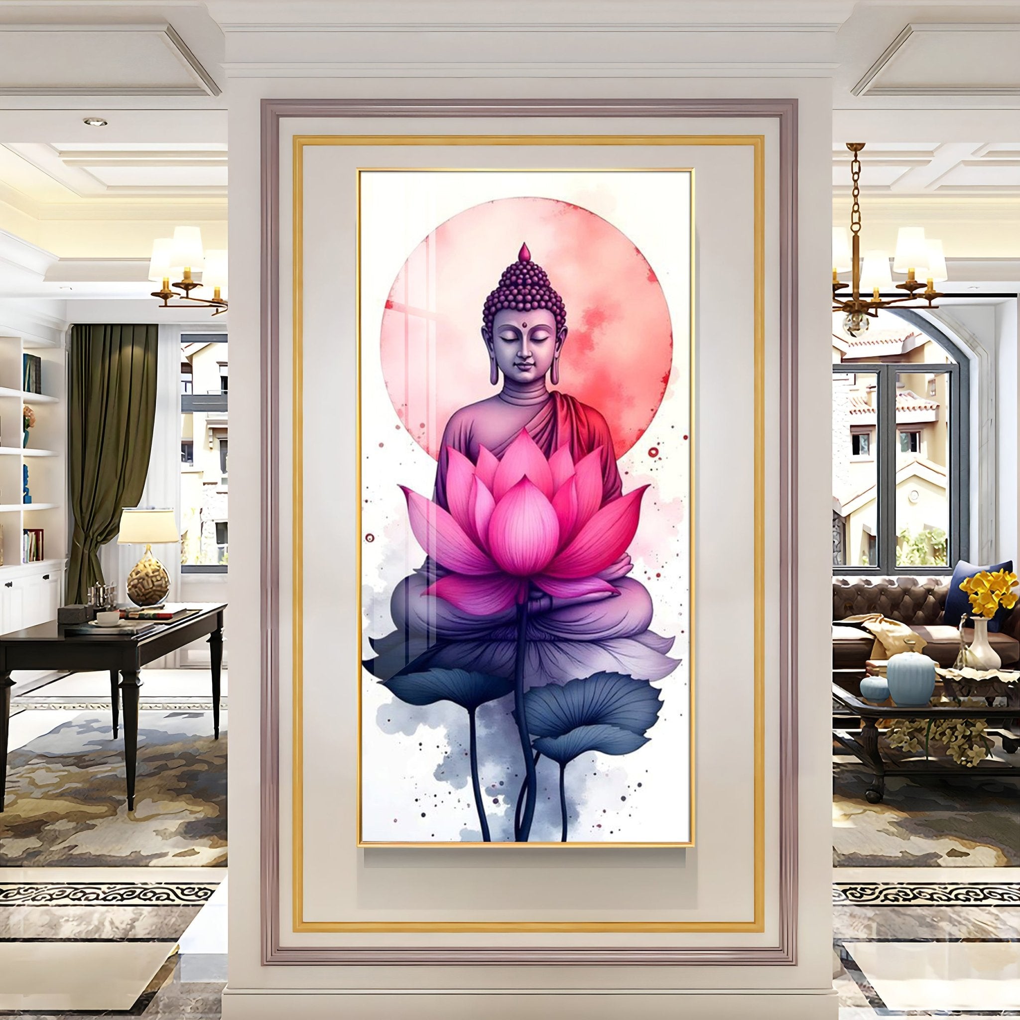Tranquil Buddha With Lotus Premium Acrylic Wall Art - The Next Decor