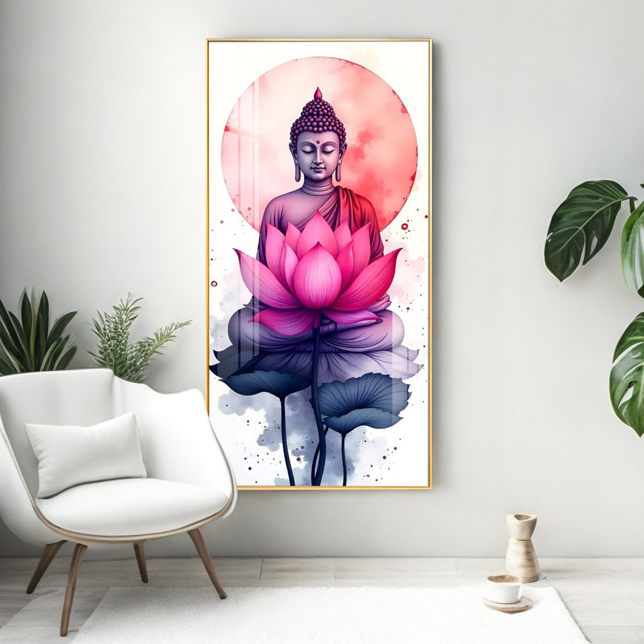 Tranquil Buddha With Lotus Premium Acrylic Wall Art - The Next Decor