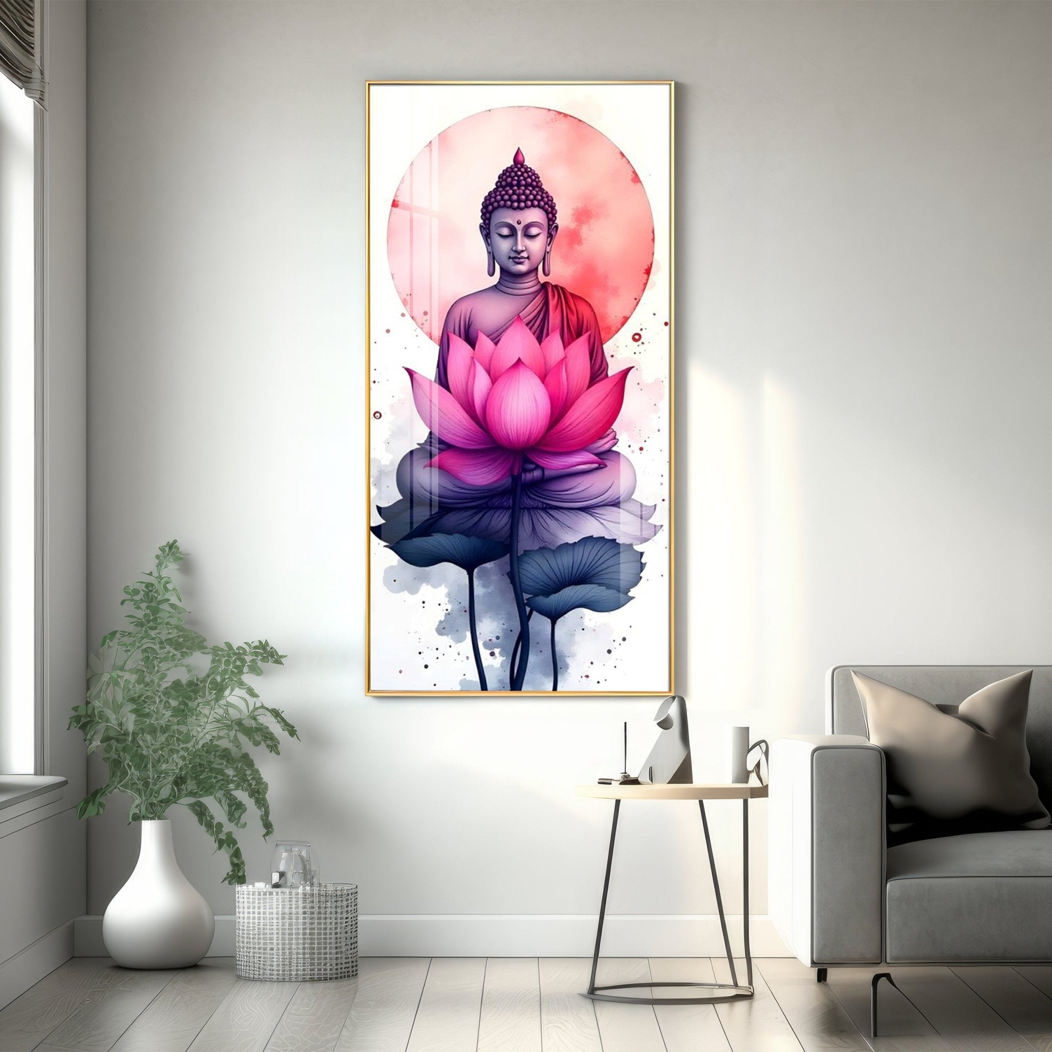 Tranquil Buddha With Lotus Premium Acrylic Wall Art - The Next Decor