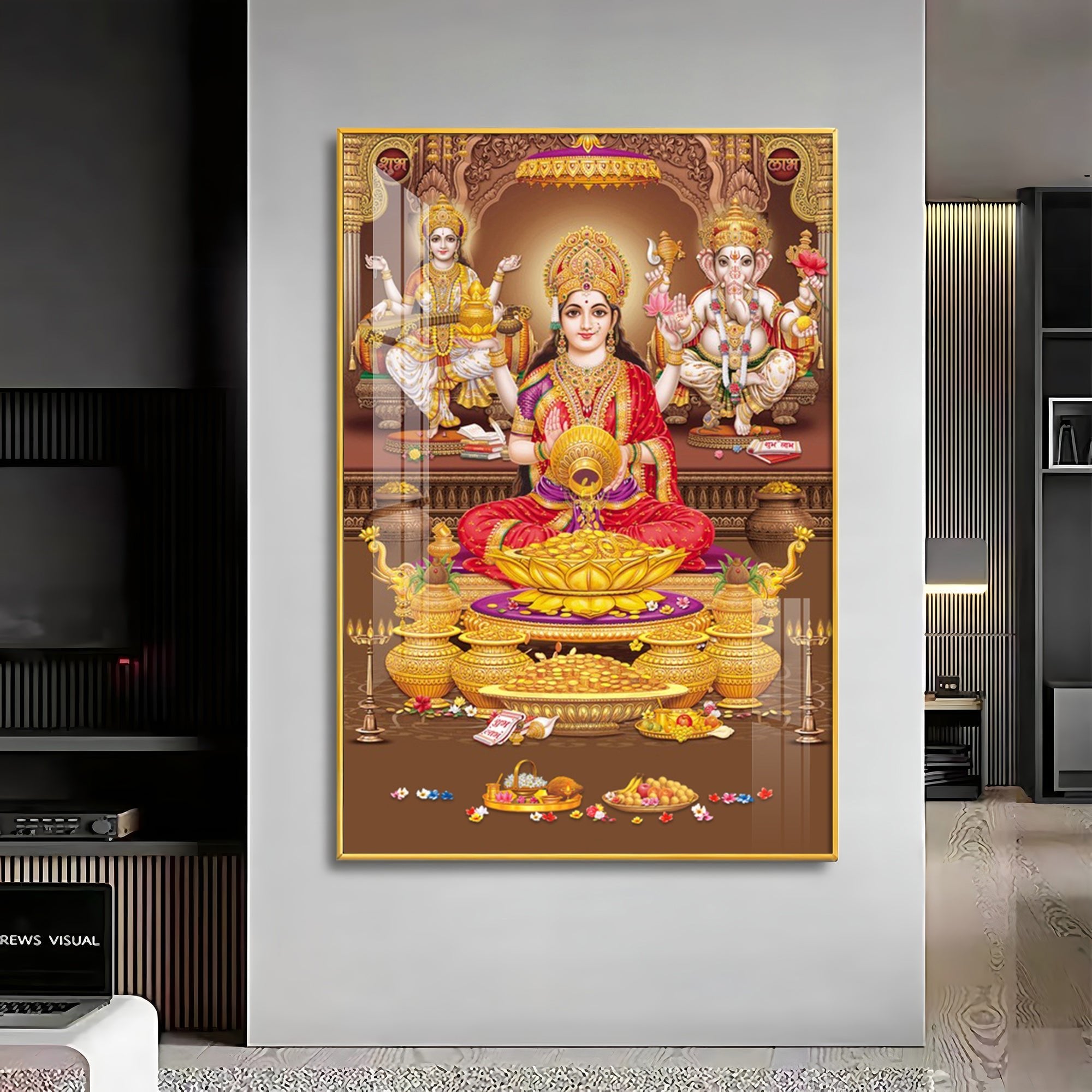 Transcendent Grace Of Maha Laxmi Ji Premium Acrylic Vertical Wall Art - The Next Decor