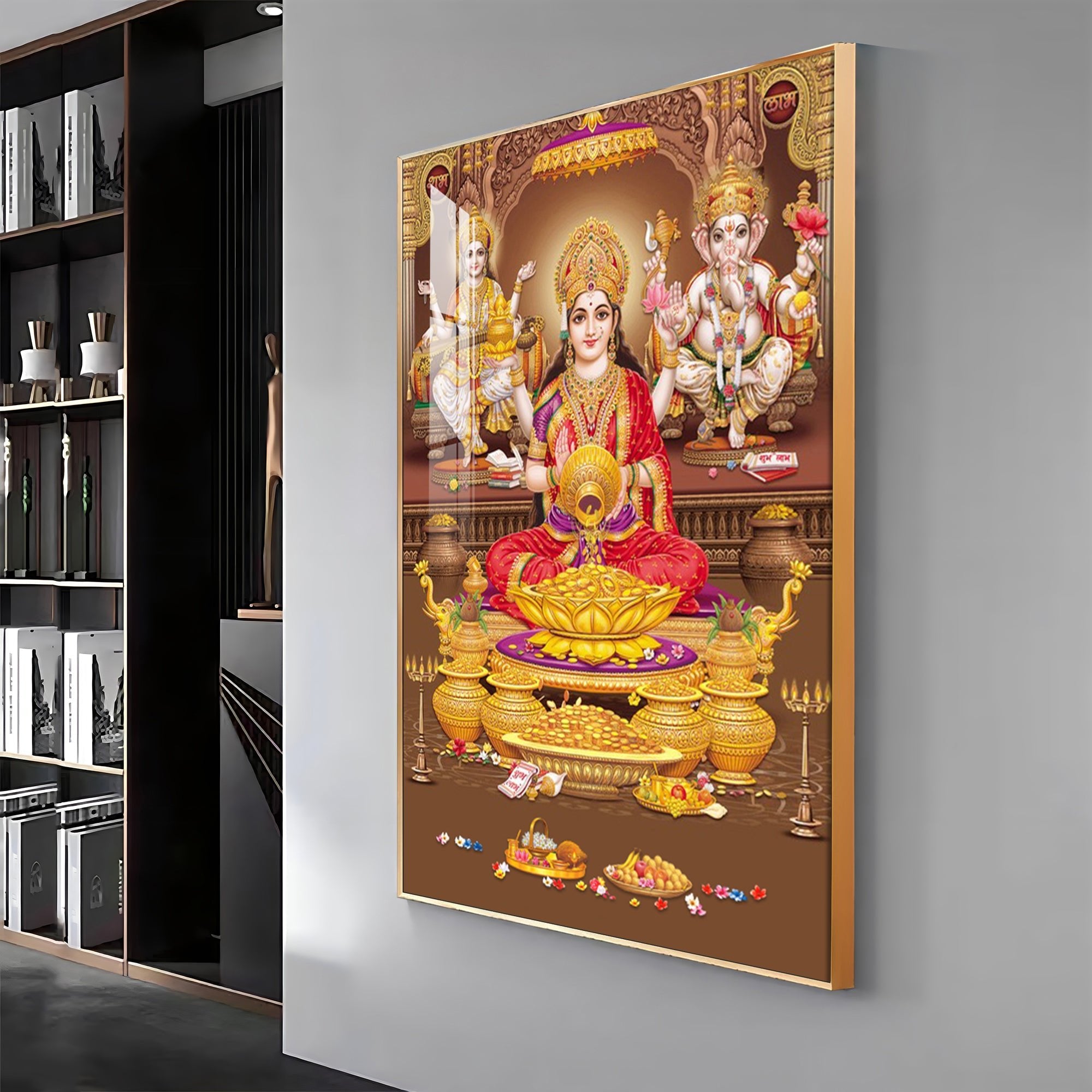 Transcendent Grace Of Maha Laxmi Ji Premium Acrylic Vertical Wall Art - The Next Decor