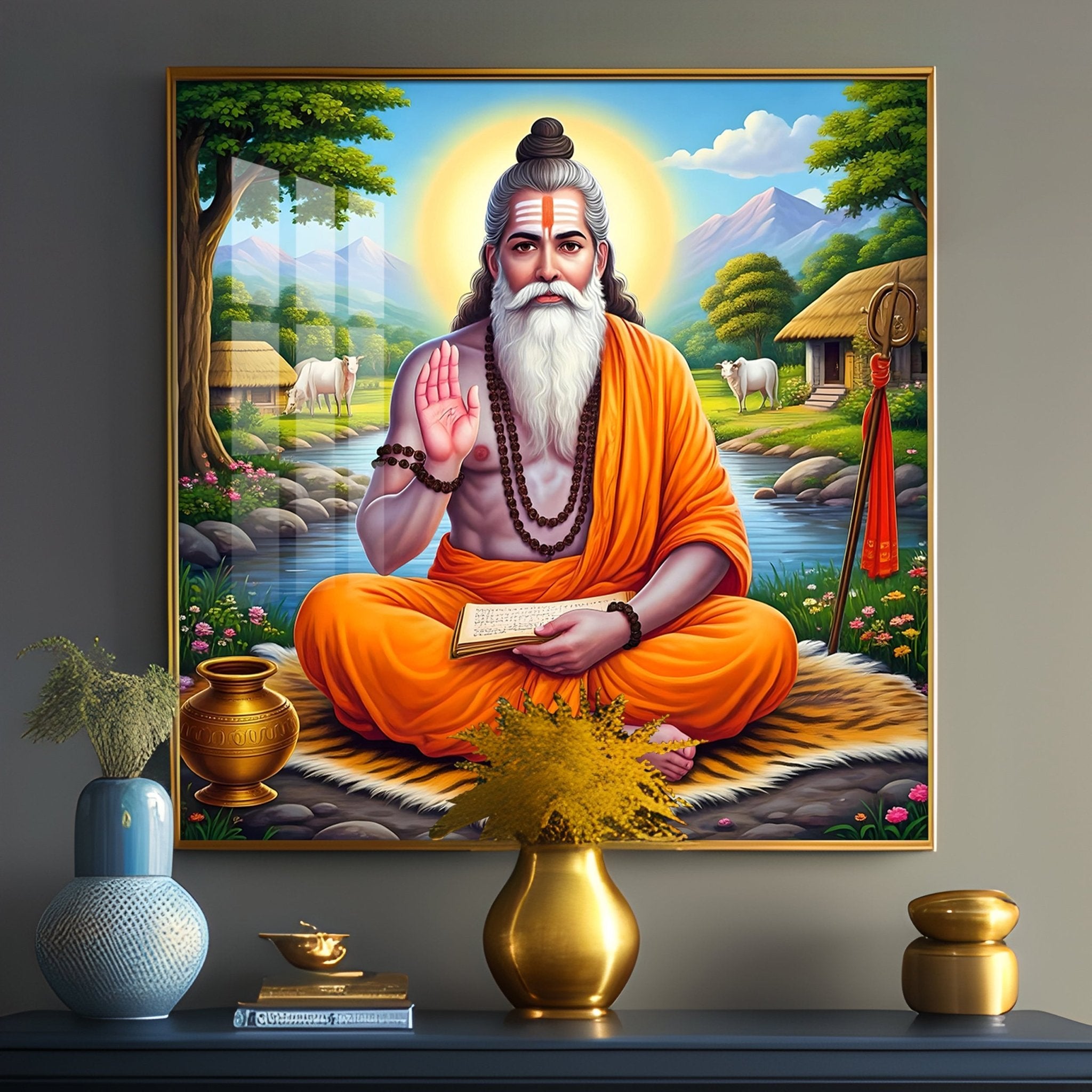 Veda Vyasa Maharshi Incarnation Premium Acrylic Square Wall Art - The Next Decor