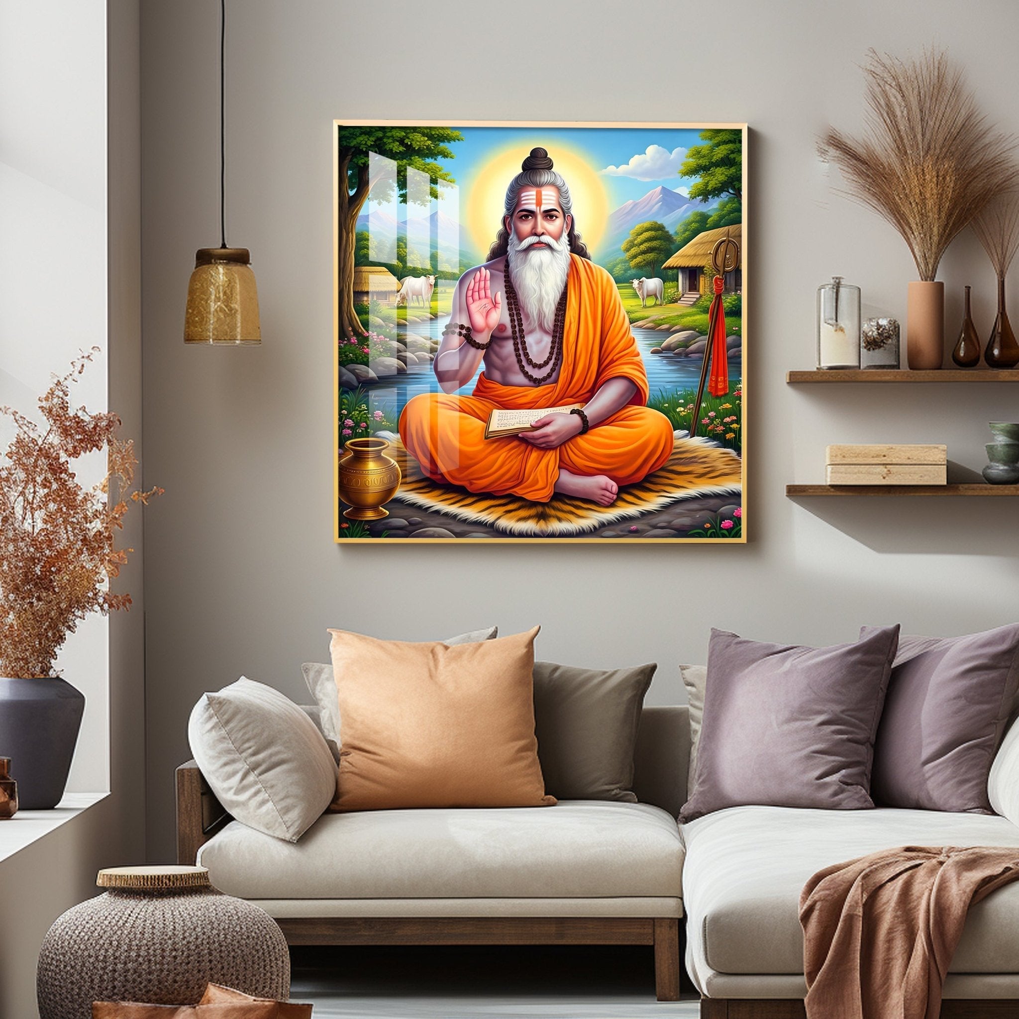 Veda Vyasa Maharshi Incarnation Premium Acrylic Square Wall Art - The Next Decor