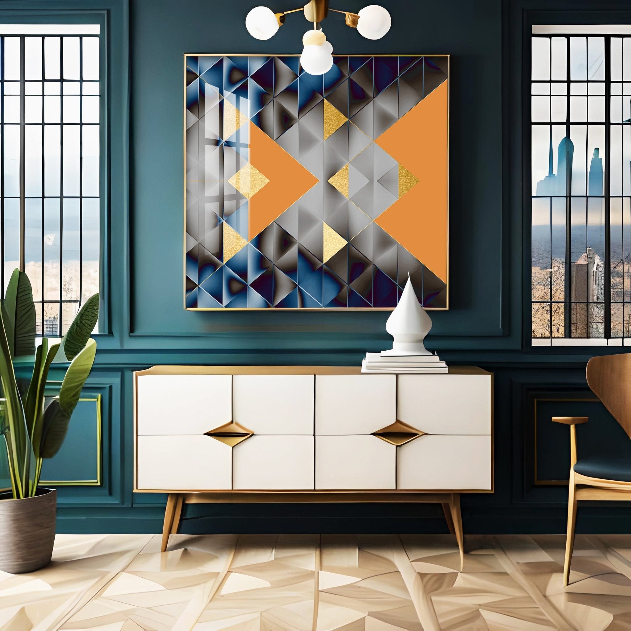 Watercolor Block Geometric Premium Acrylic Square Wall Art - The Next Decor