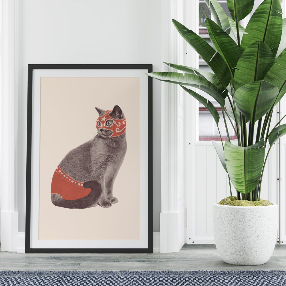 Chat Catcheur Canvas Wall Art Without Glass