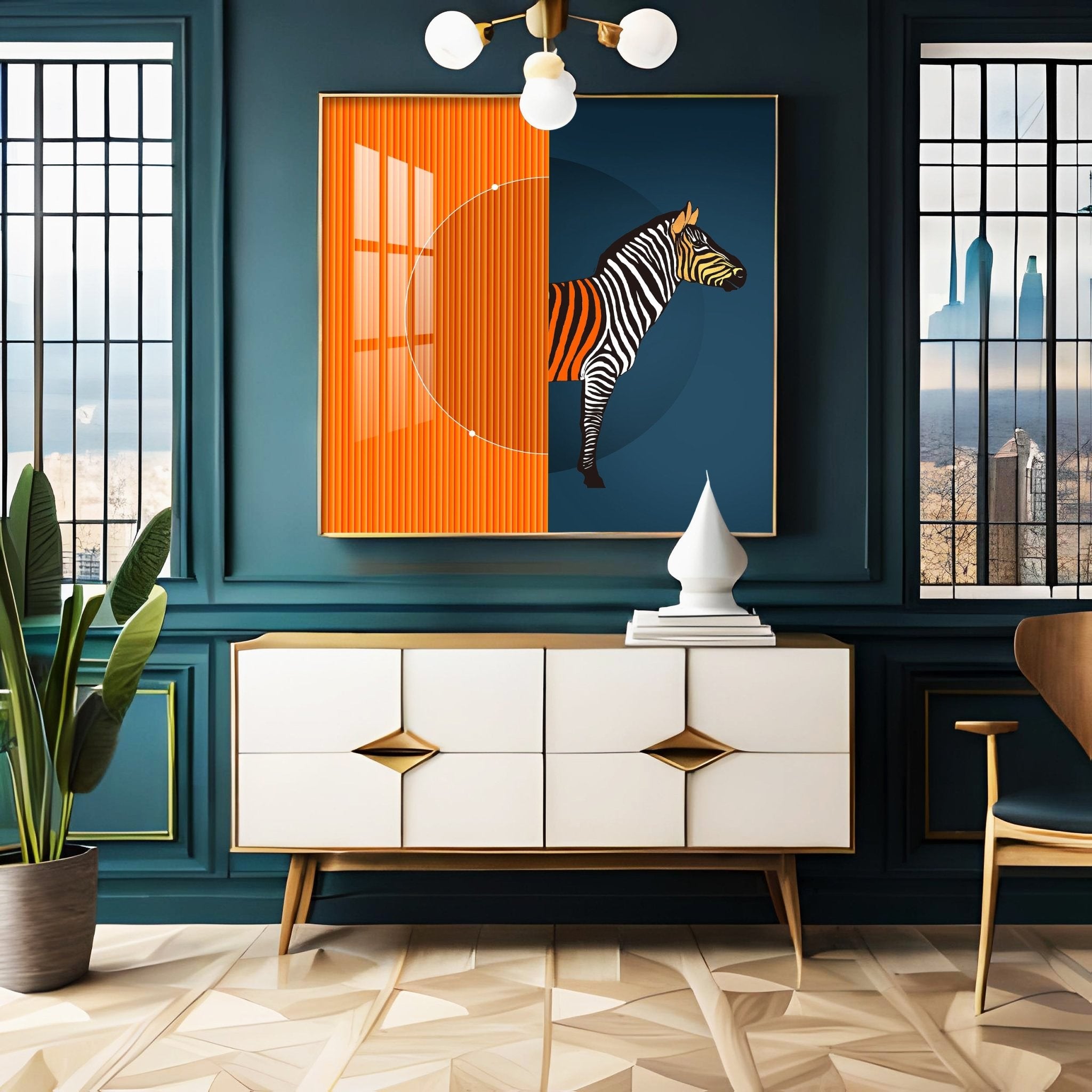 Zebra Abstract Geometric Premium Acrylic Square Wall Art - The Next Decor