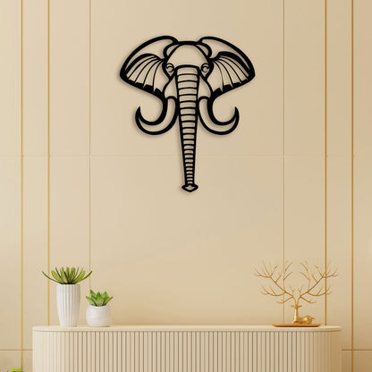 Elephant Face Metal Wall Art