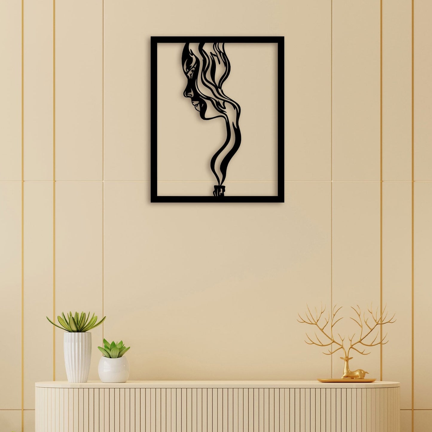 Stylish Woman Face Metal Wall Art