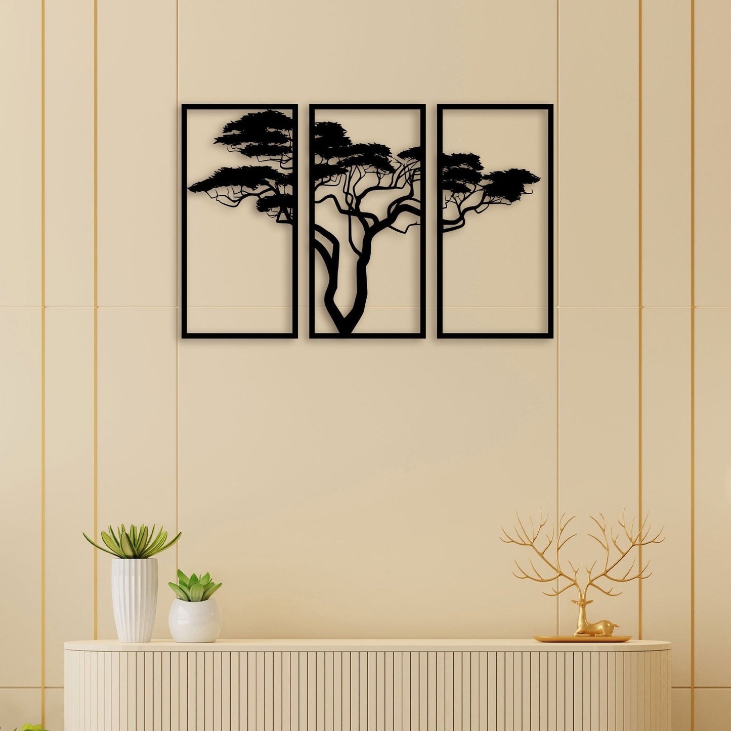 3 Piece Bonsai Tree Metal Wall Art