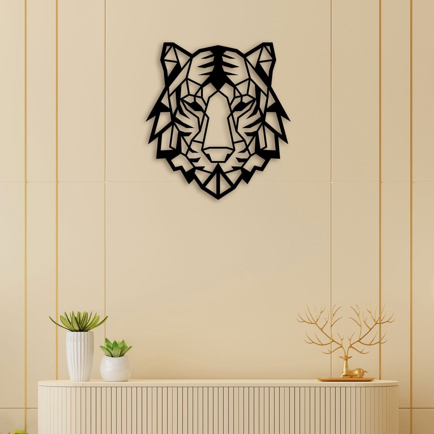 Elegant Tiger Face Metal Wall Art 1