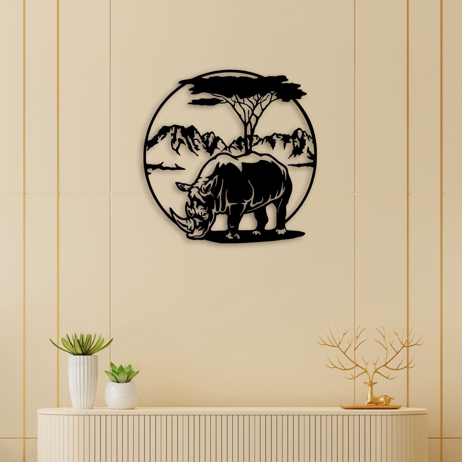 Rhinoceros Metal Wall Art