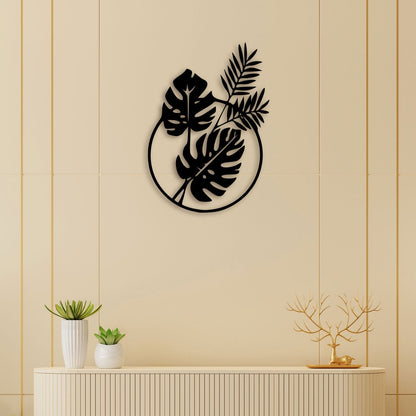 Leaf In Circle Metal Wall Art