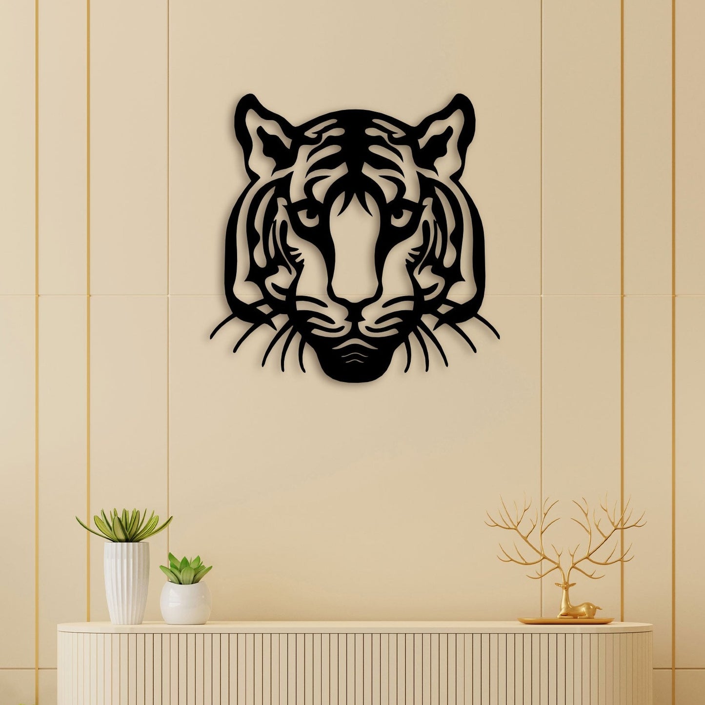 Lovely Tiger Face Metal Wall Art