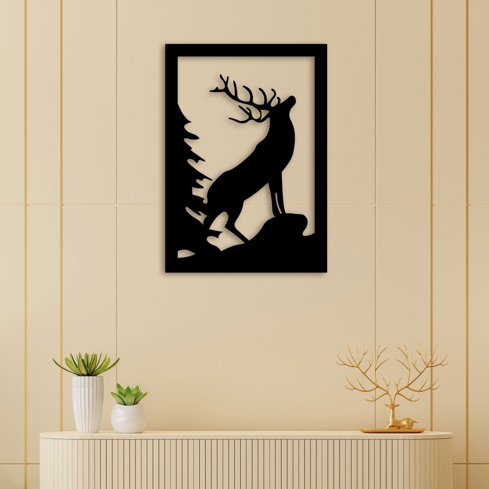 Reindeer On Metal Wall Art 1