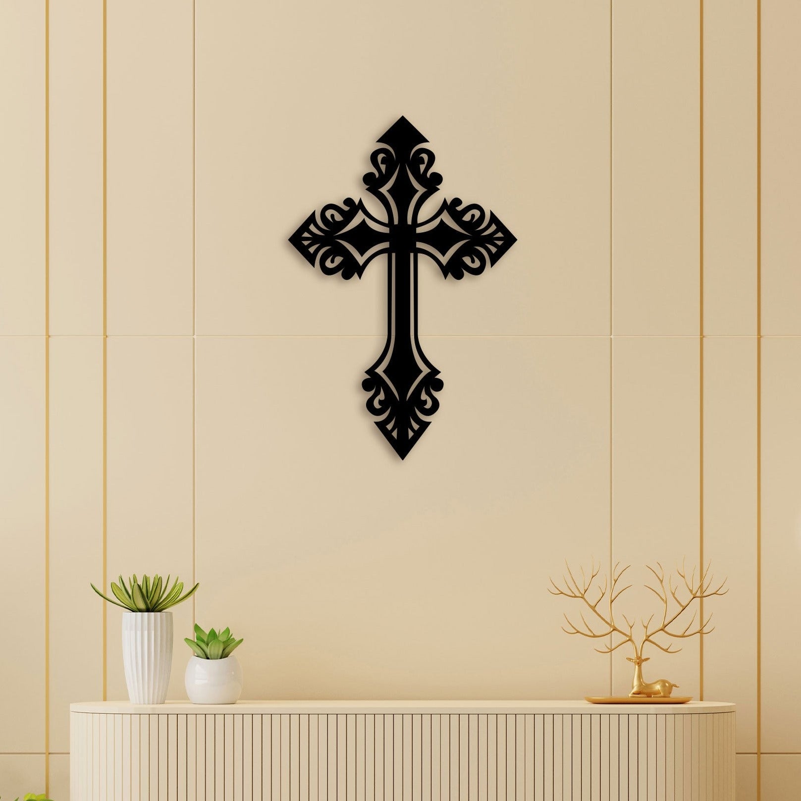 Designer Christian Cross Metal Wall Art