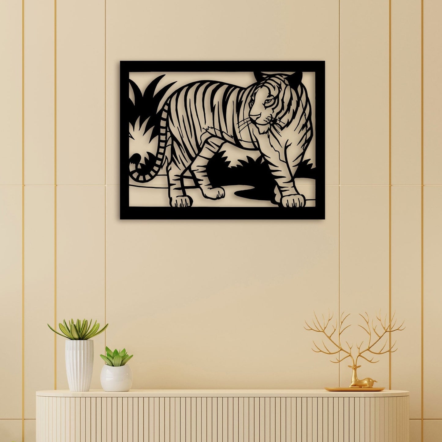 Tiger in Forest Metal Wall Art