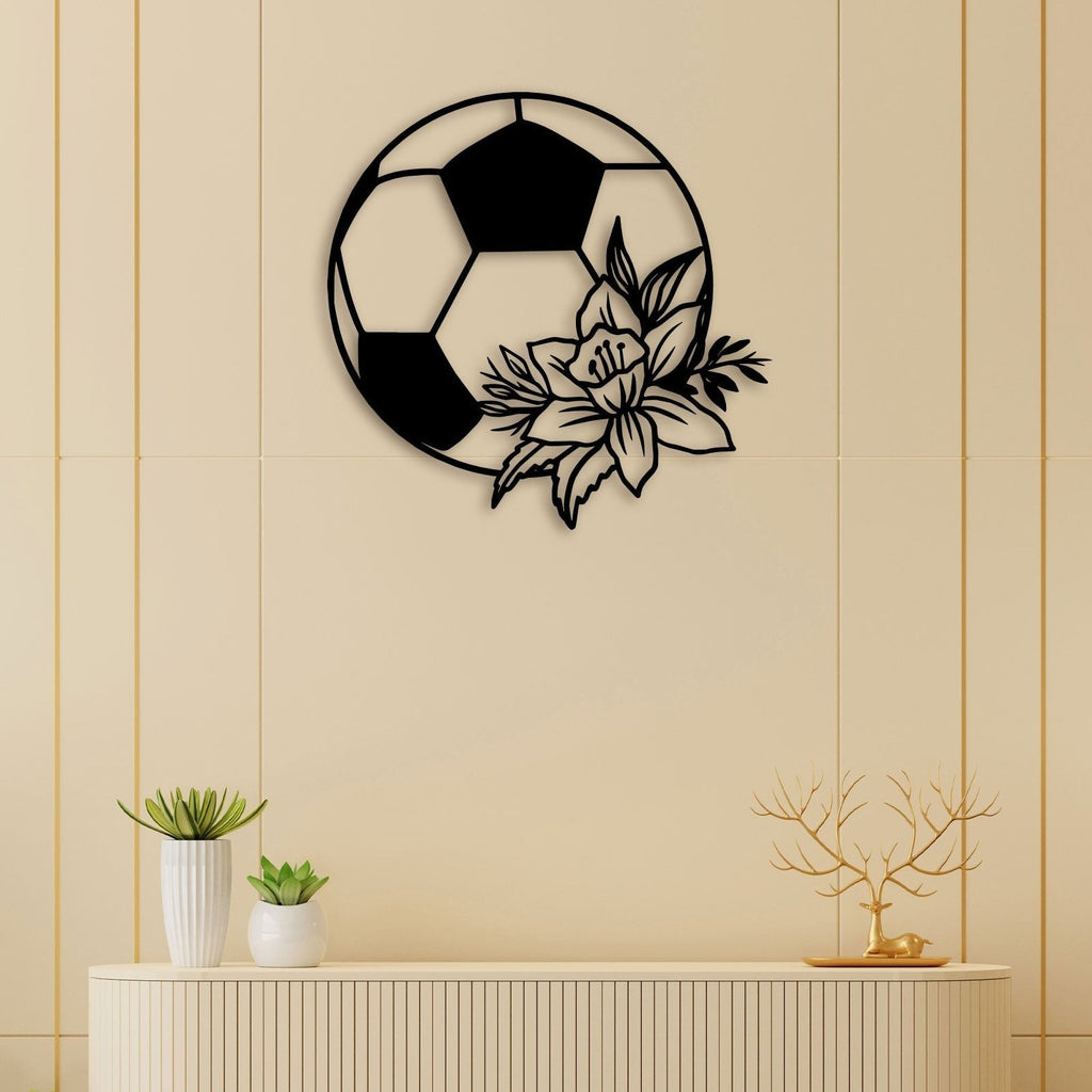 Football Flower Metal Wall Art