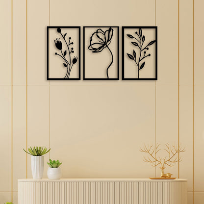 3 Piece Flower Set Metal Wall Art