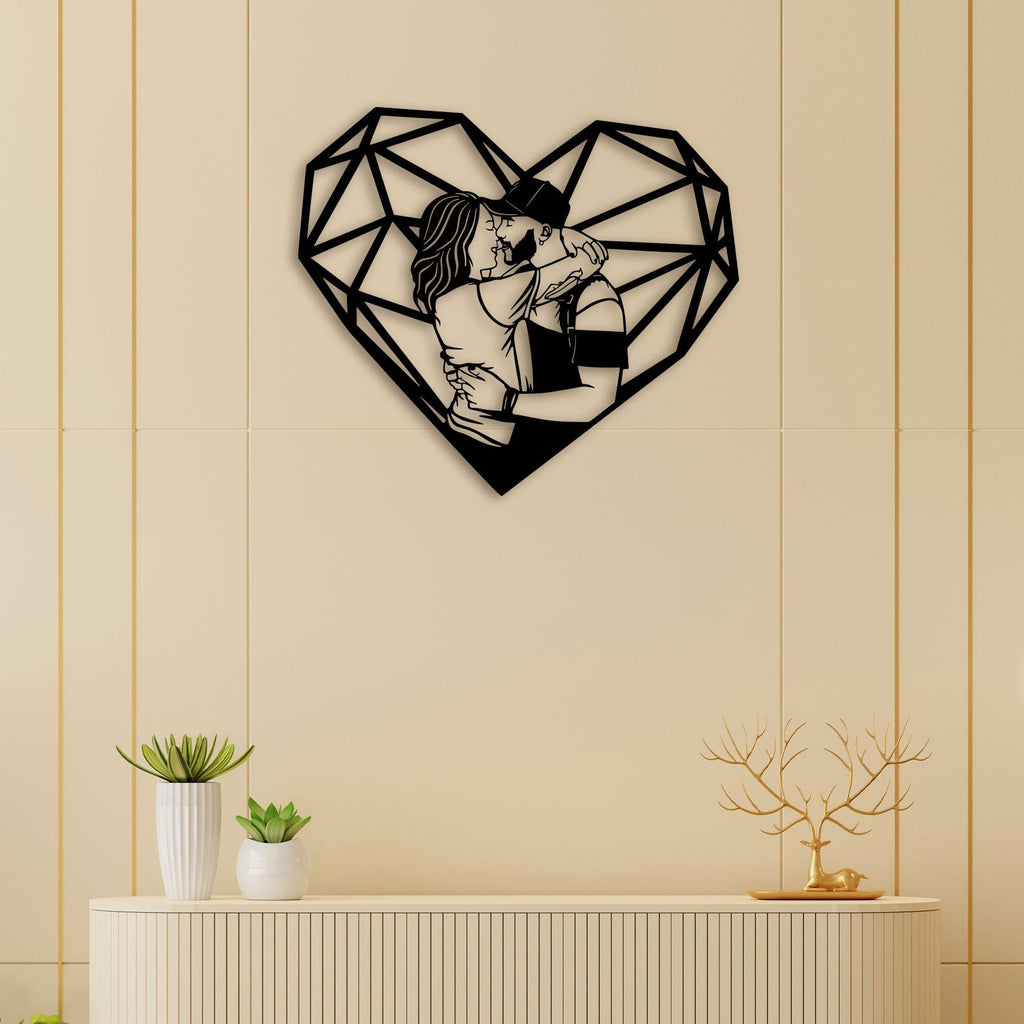 Couple with Heart Metal Wall Art