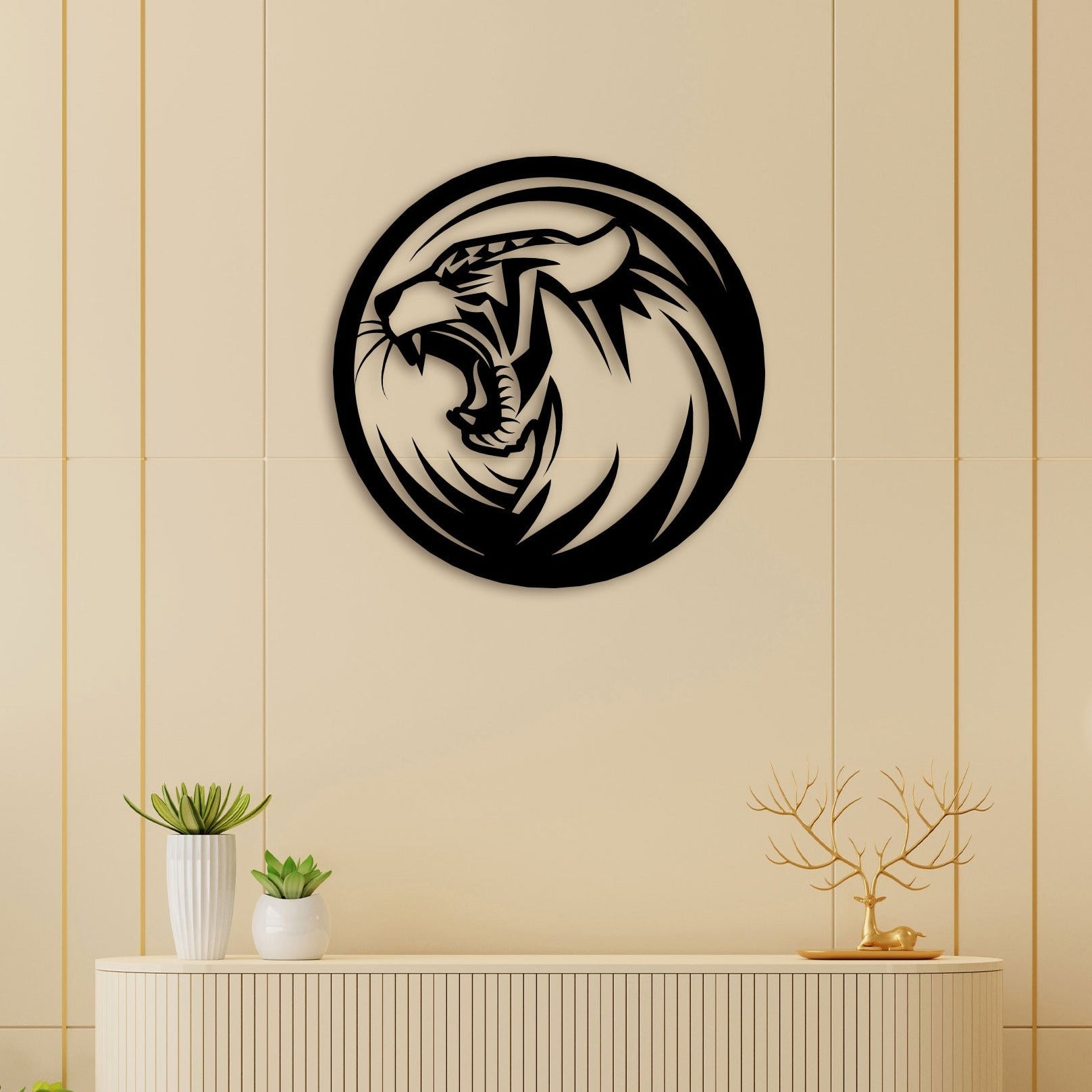 Danger Tiger Face Metal Wall Art