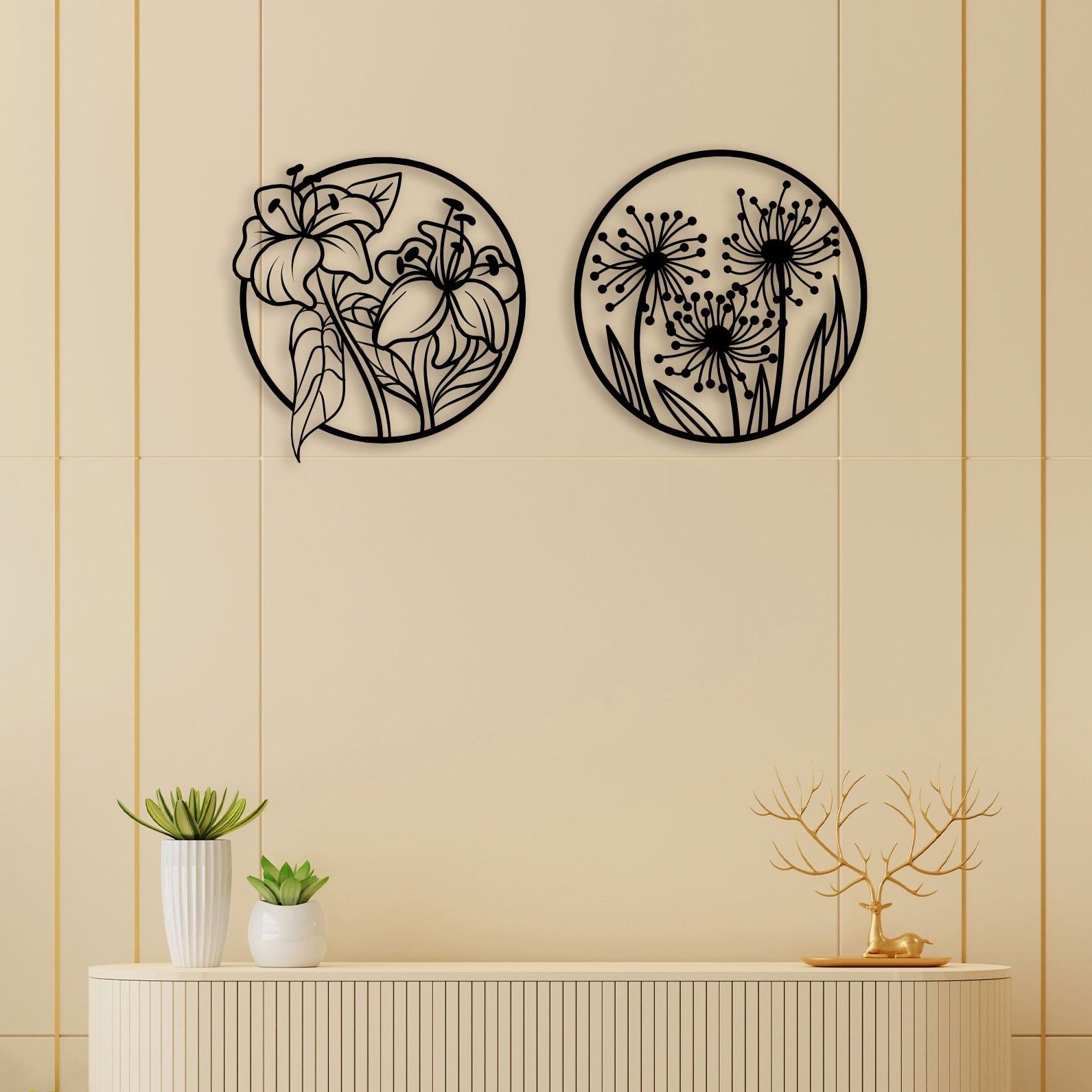 Flower Set Metal Wall Art