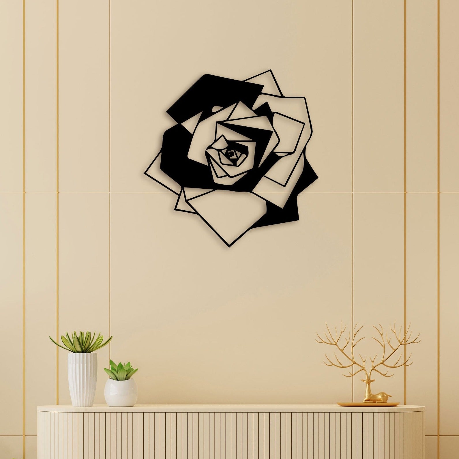 Minimalist Rose Flower Metal Wall Art