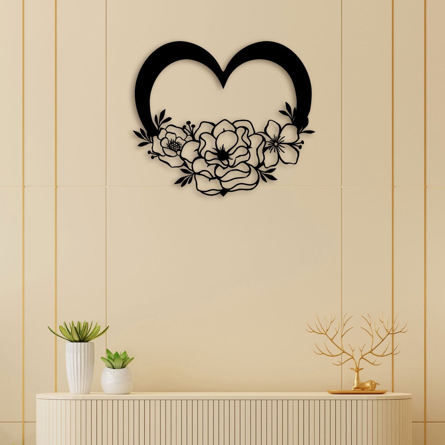 Flower Heart Metal Wall Art 1