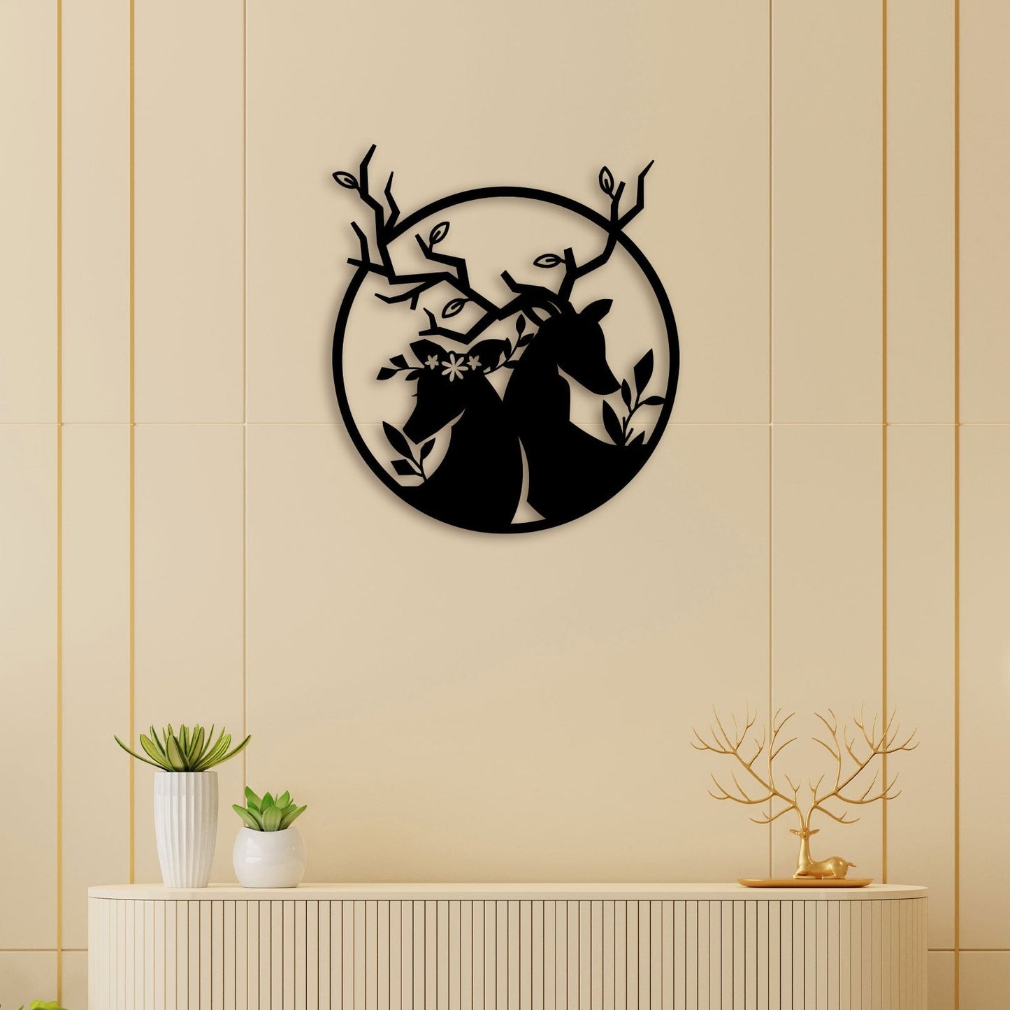 Deer Family Metal Wall Art