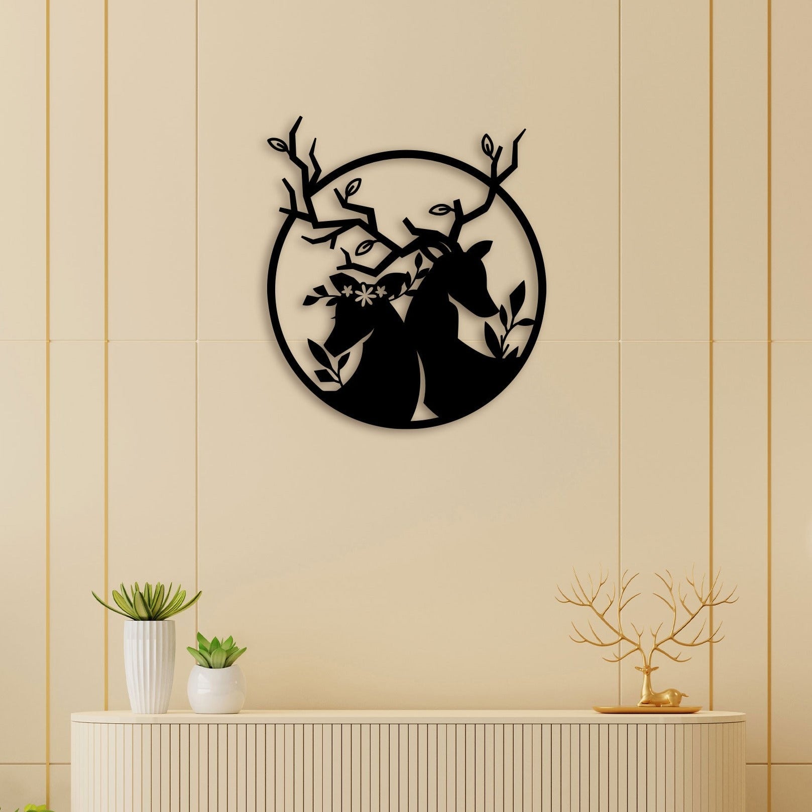 Deer Family Metal Wall Art