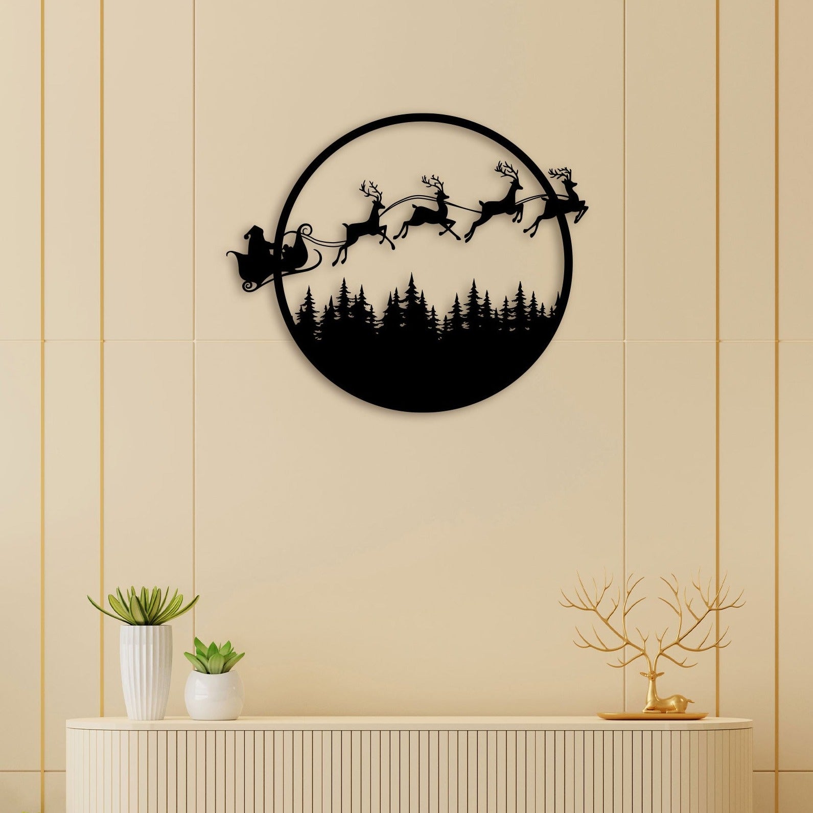 Reindeer Ride Metal Wall Art