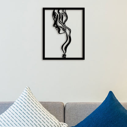 Stylish Woman Face Metal Wall Art 1