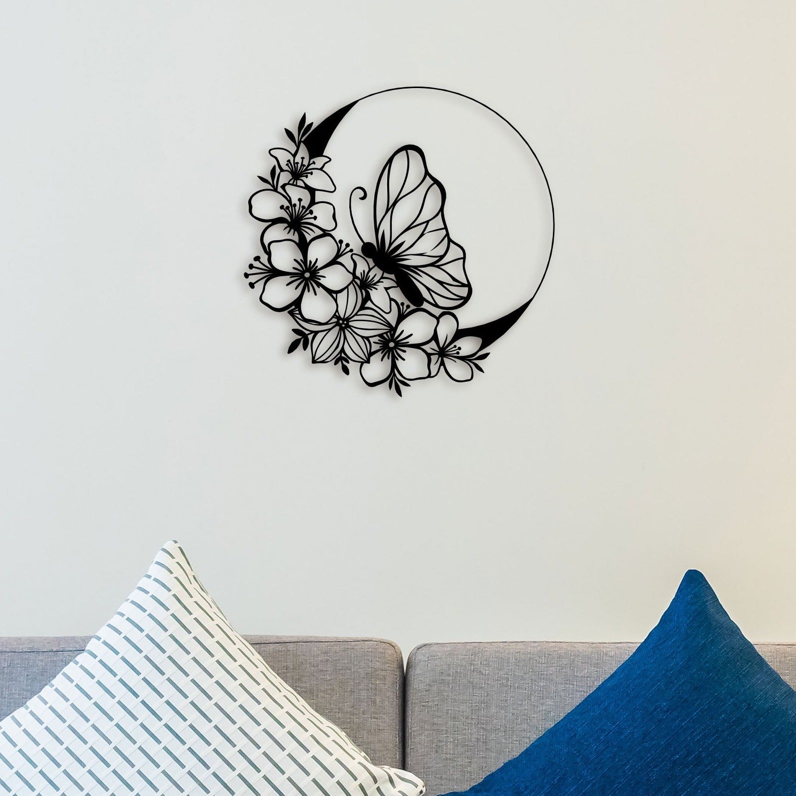 Flowers Ring Butterfly Metal Wall Art - Main Image
