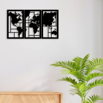 3 Piece Map Metal Wall Art 2